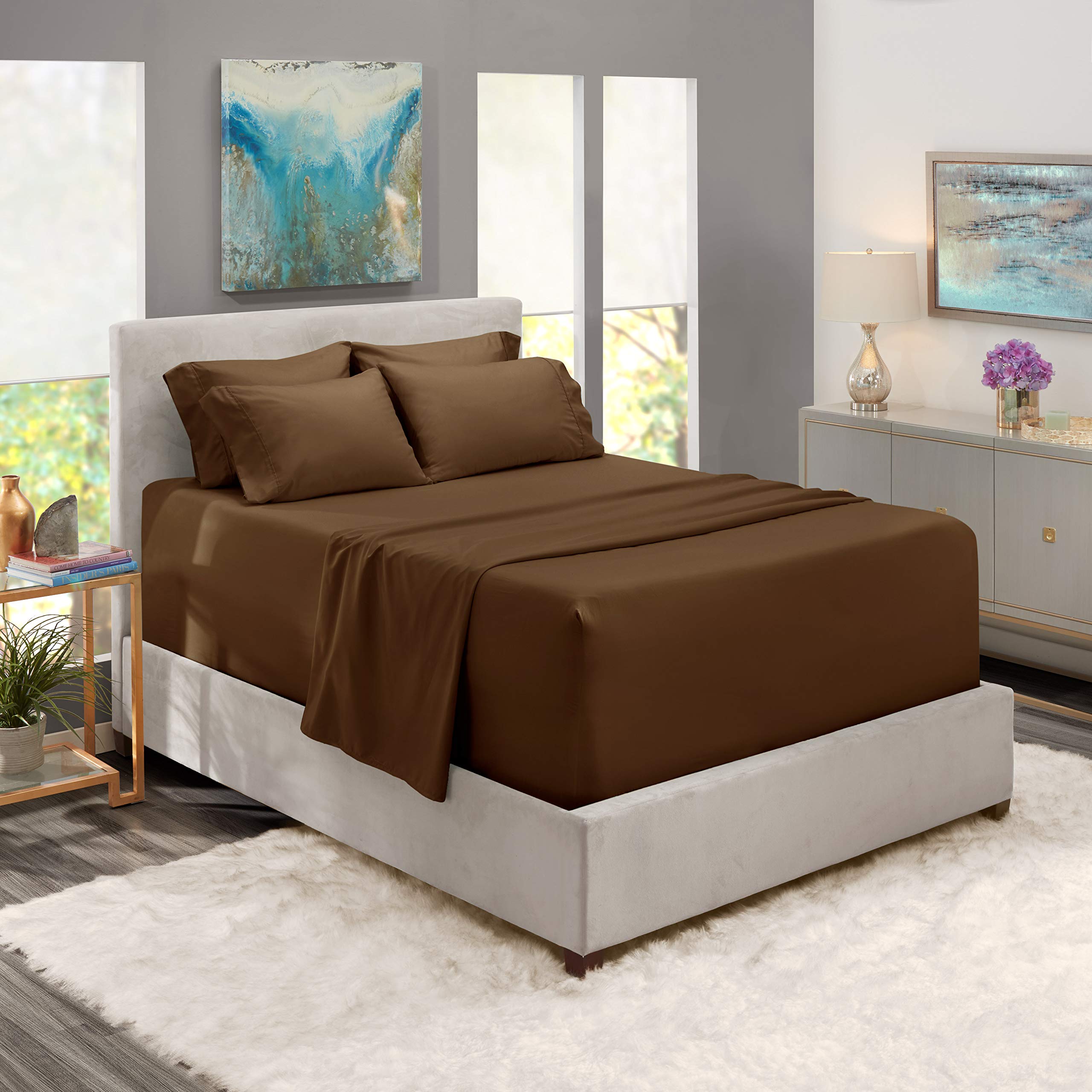 Luxury 6-Piece King Size Sheet Set - 100% Cotton 800 Thread Count Bed Sheets with Deep 24