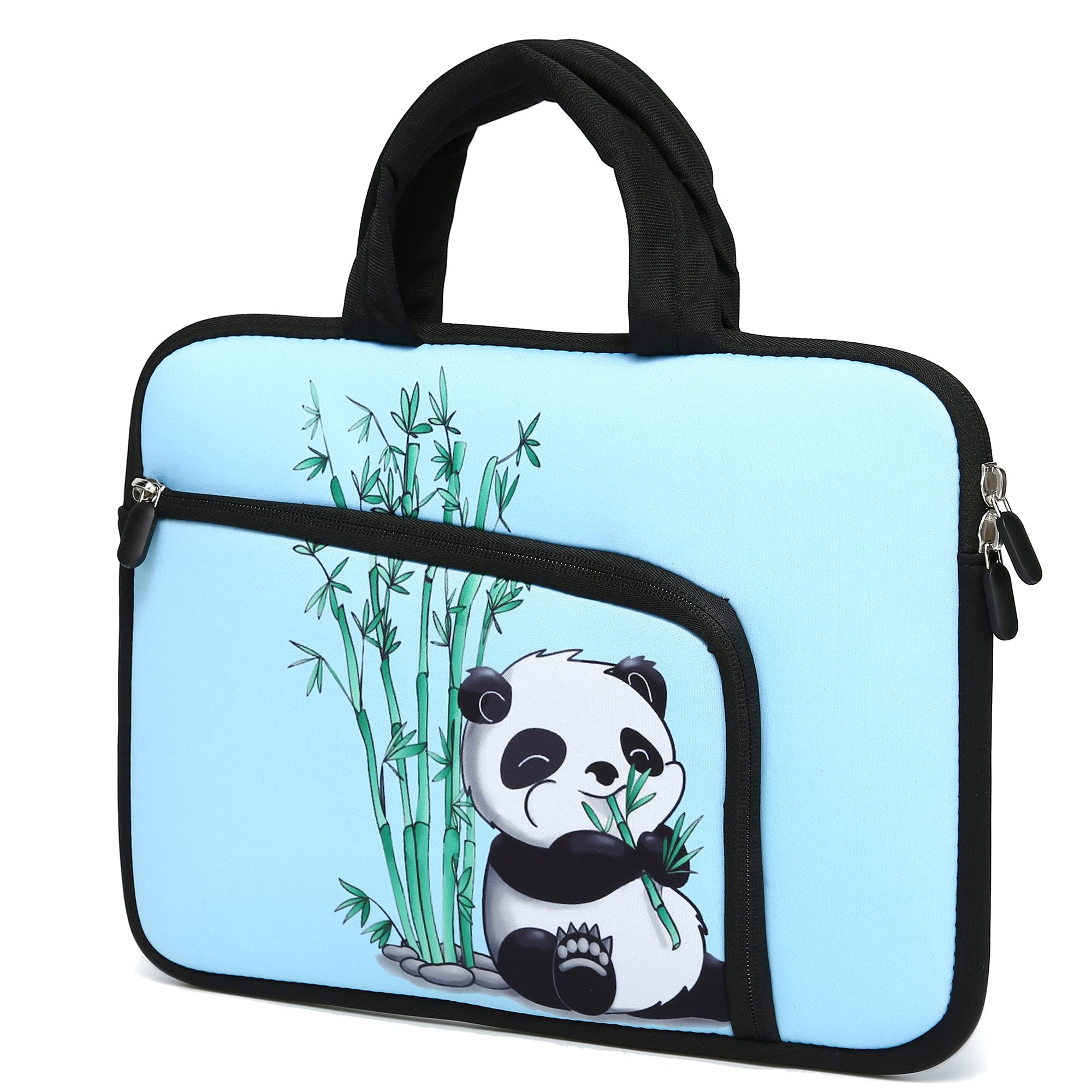 11.6-12.5 Inch Laptop Sleeve Case for Chromebook, MacBook Air, Samsung, Acer, HP, Dell & Asus - Neoprene Protective Cover with Two Pockets (Cute Panda Design) - Perfect for Travel, School & Office Use