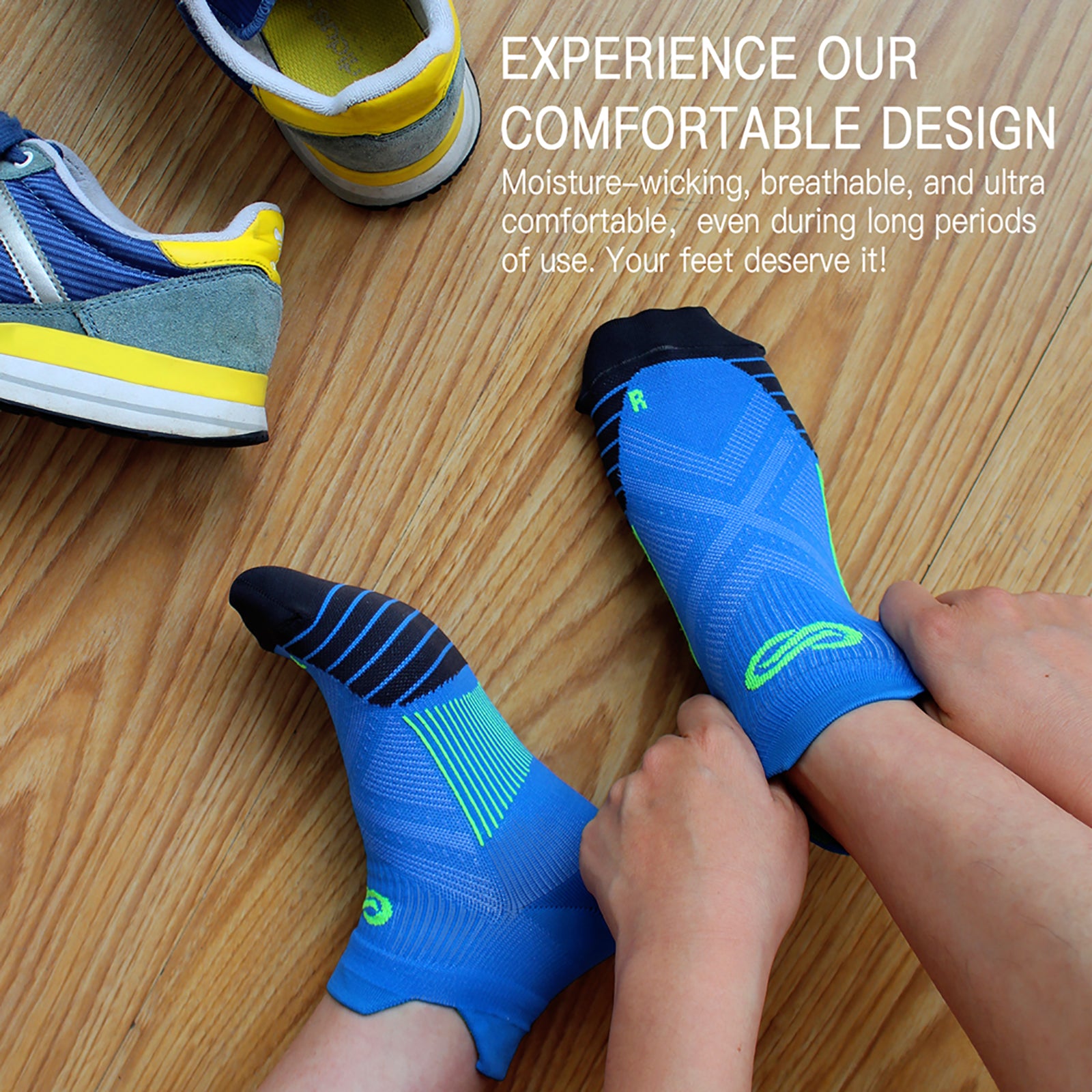 GECKOMAN x PAPLUS Ankle Compression Running Socks for Men & Women - 2 Pairs Pack - Moisture Wicking & Breathable for Marathon, Hiking, Gym Workout & Sports Performance