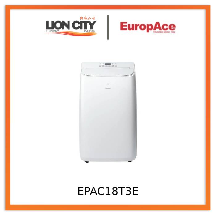 EuropAce EPAC18T3E 18,000 BTU Dual Hose Portable Air Conditioner - Powerful Cooling for Large Rooms, Bedrooms, Offices & Garages - Energy Efficient & Easy to Install