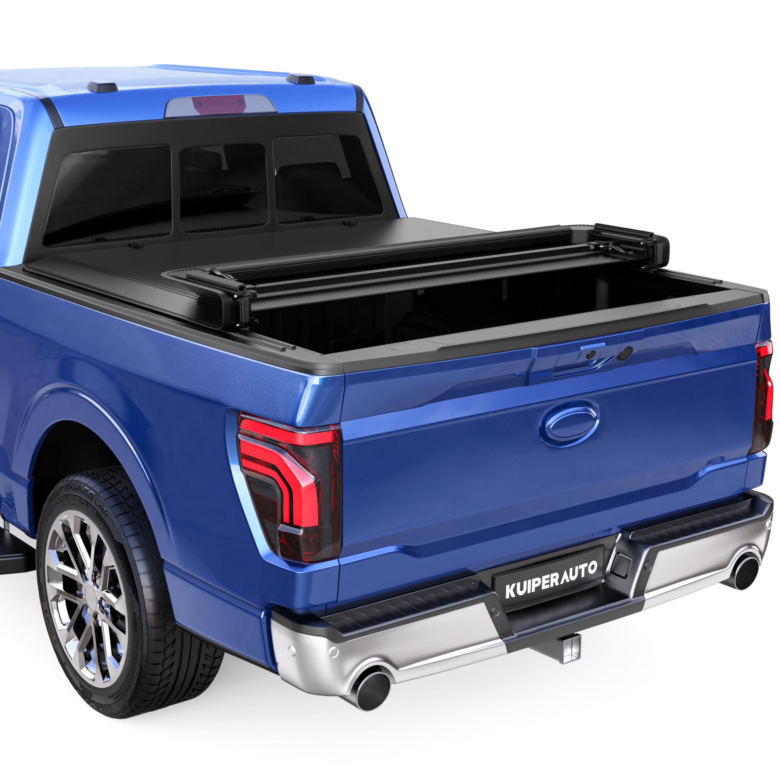2025 Ford F150 F-150 5.5FT Quad 4-Flip Soft Tonneau Cover | Waterproof Truck Bed Cover for 2015-2024 Models | Perfect for Camping, Hauling & Outdoor Adventures