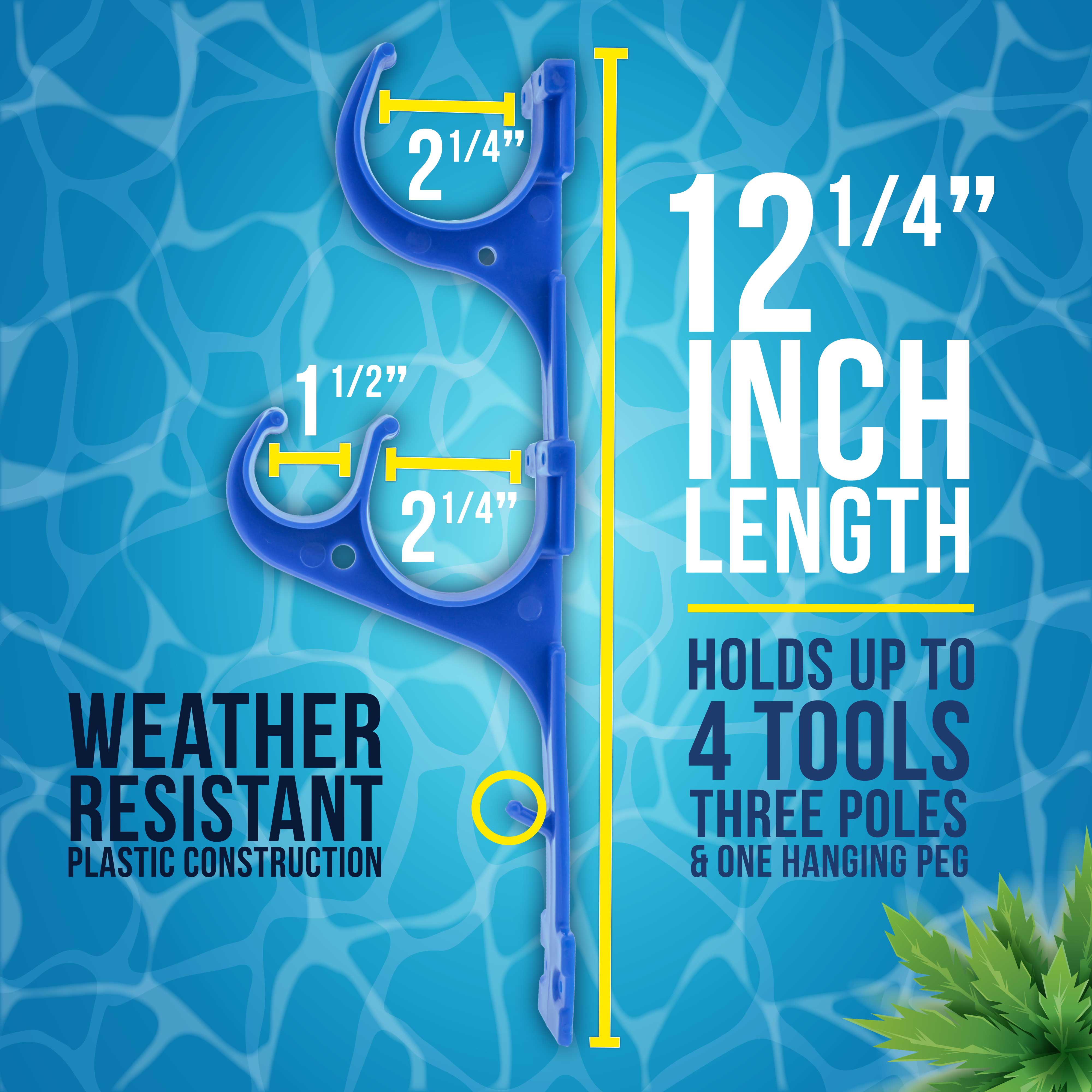 U.S. Pool Supply® Set of 2 Heavy-Duty Plastic Pool Hangers for Telescopic Poles - Organize Pool Nets, Vacuums, Hoses & Accessories - Perfect for Inground & Above Ground Pool Maintenance