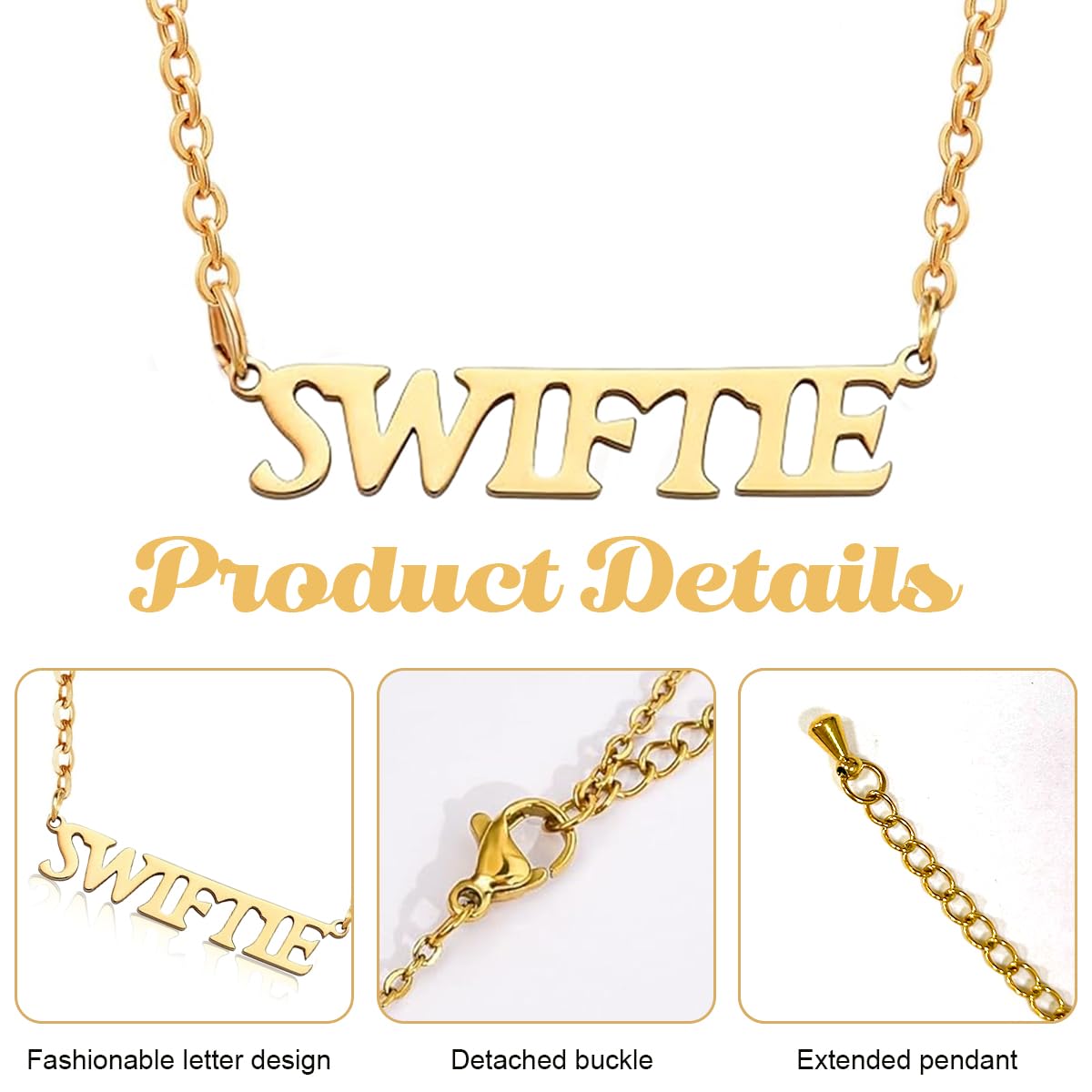 SANNIDHI® Gold & Silver Taylor Swift Necklace for Women - KPOP Seventeen Inspired Charm Necklace - Perfect Gift for Swiftie Fans & KPOP Lovers - Ideal for Concerts, Parties & Everyday Wear