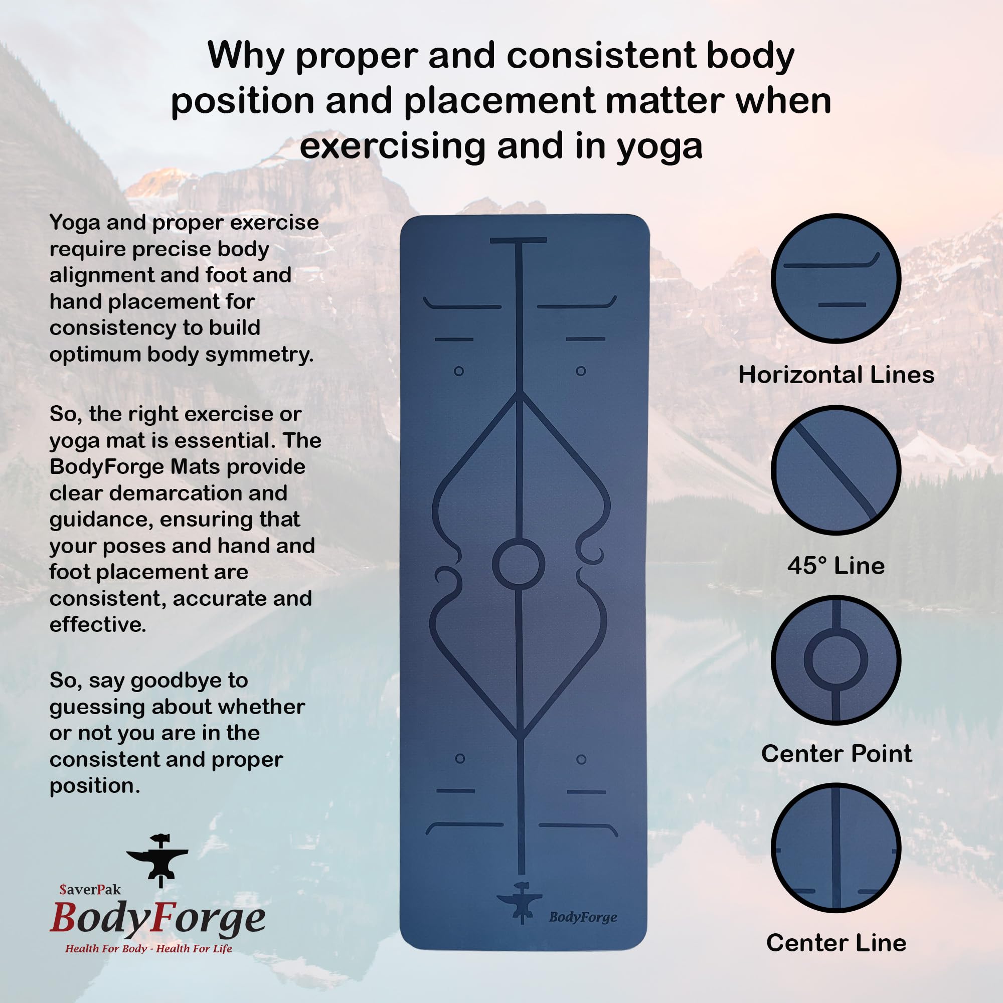 BodyForge 8mm Thick TPE Yoga Mat - Eco-Friendly, Non-Slip Exercise Mat with Alignment Marks for Women & Men - Perfect for Yoga, Pilates, Home Workouts and Gym Training