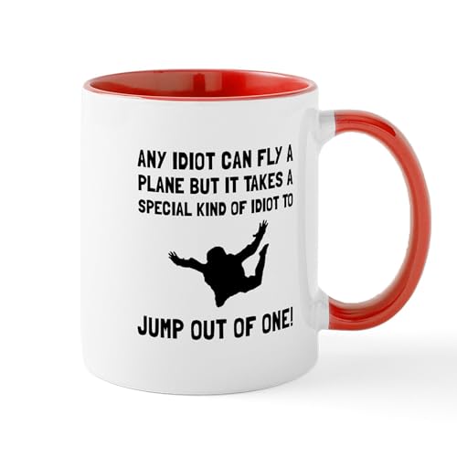 White/Red Inside - Idiot Skydiving Mugs