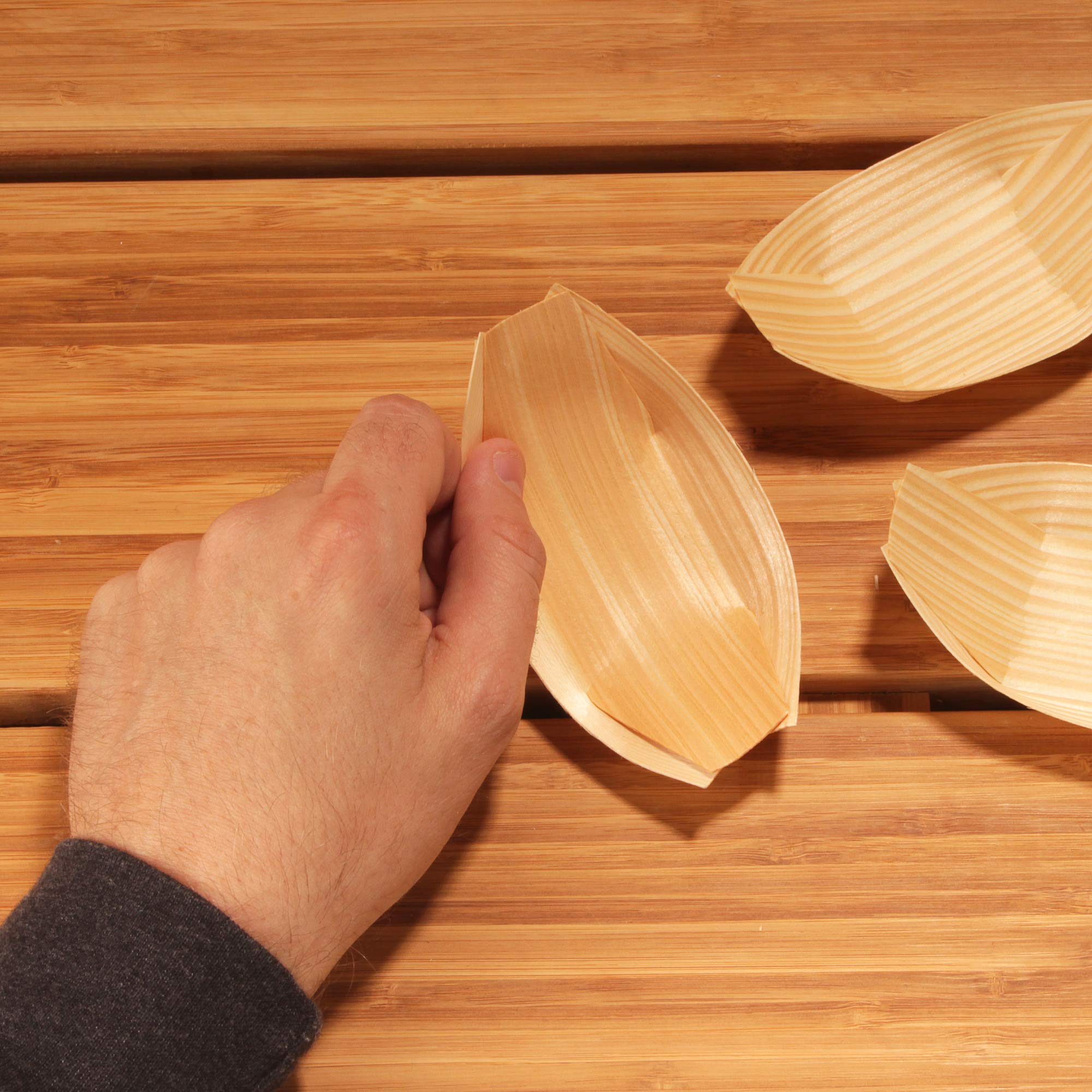 BambooMN - 1000 Pcs Disposable Wooden Appetizer Boats - 4.3