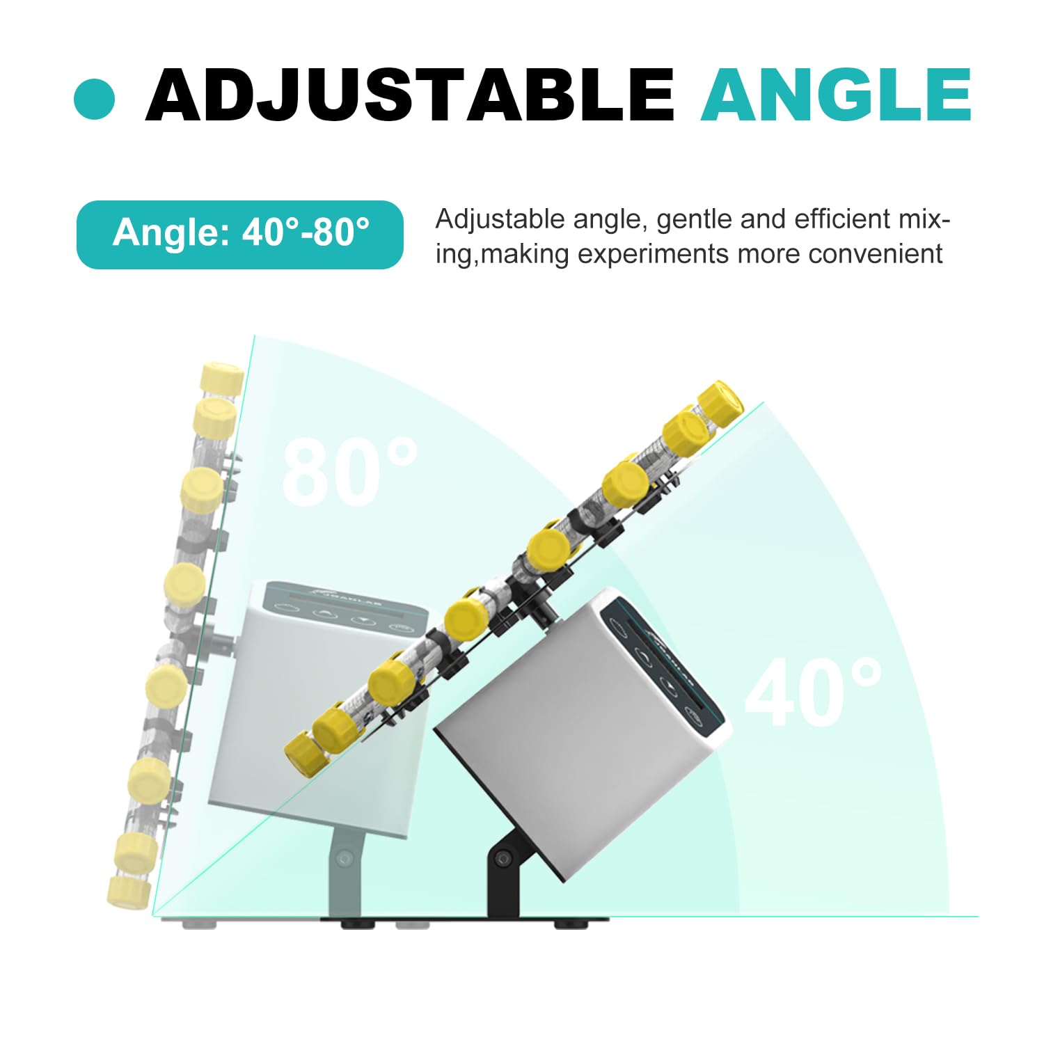 JOANLAB Digital Lab Rotary Mixer - Adjustable Speed 20-80RPM with Timer for 1.5ml/2ml/5ml/10ml/15ml/50ml Tubes - Perfect for DNA/RNA Extraction, Cell Culture & Laboratory Sample Mixing