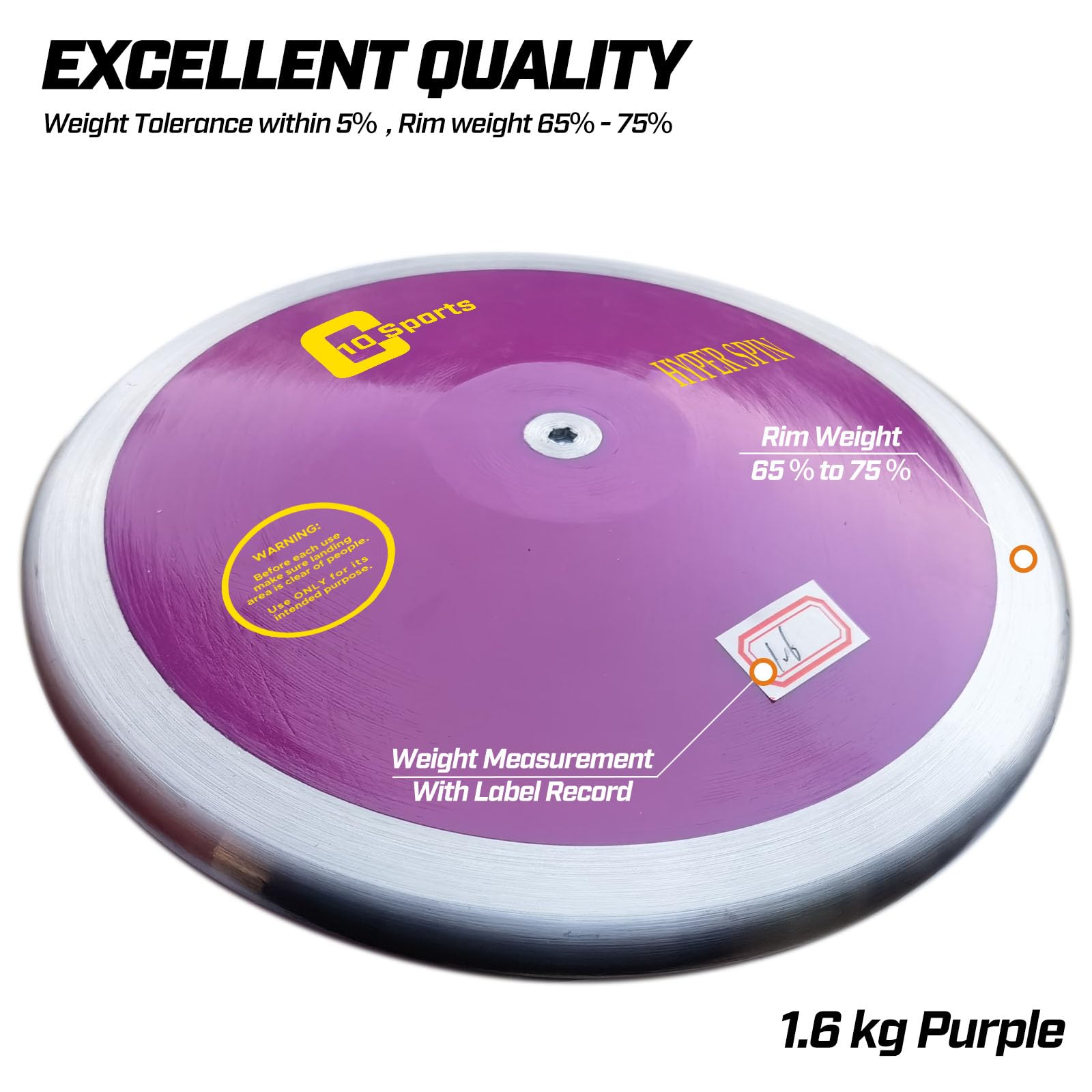Official Track & Field Discus for High School & College Throwers - High Spin & Low Spin Competition Discus (1.0KG/1.6KG/2.0KG) - Perfect for Outdoor Practice, Training & Track Meets