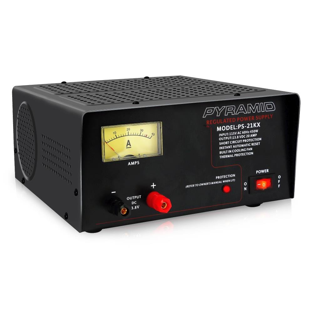 PYRAMID PS21KX 18-Amp Power Supply with Built-in Cooling Fan - High Performance DC Power Supply for Ham Radio, CB Radio, CCTV & Electronics - Durable & Reliable Power Source for Home & Professional Use