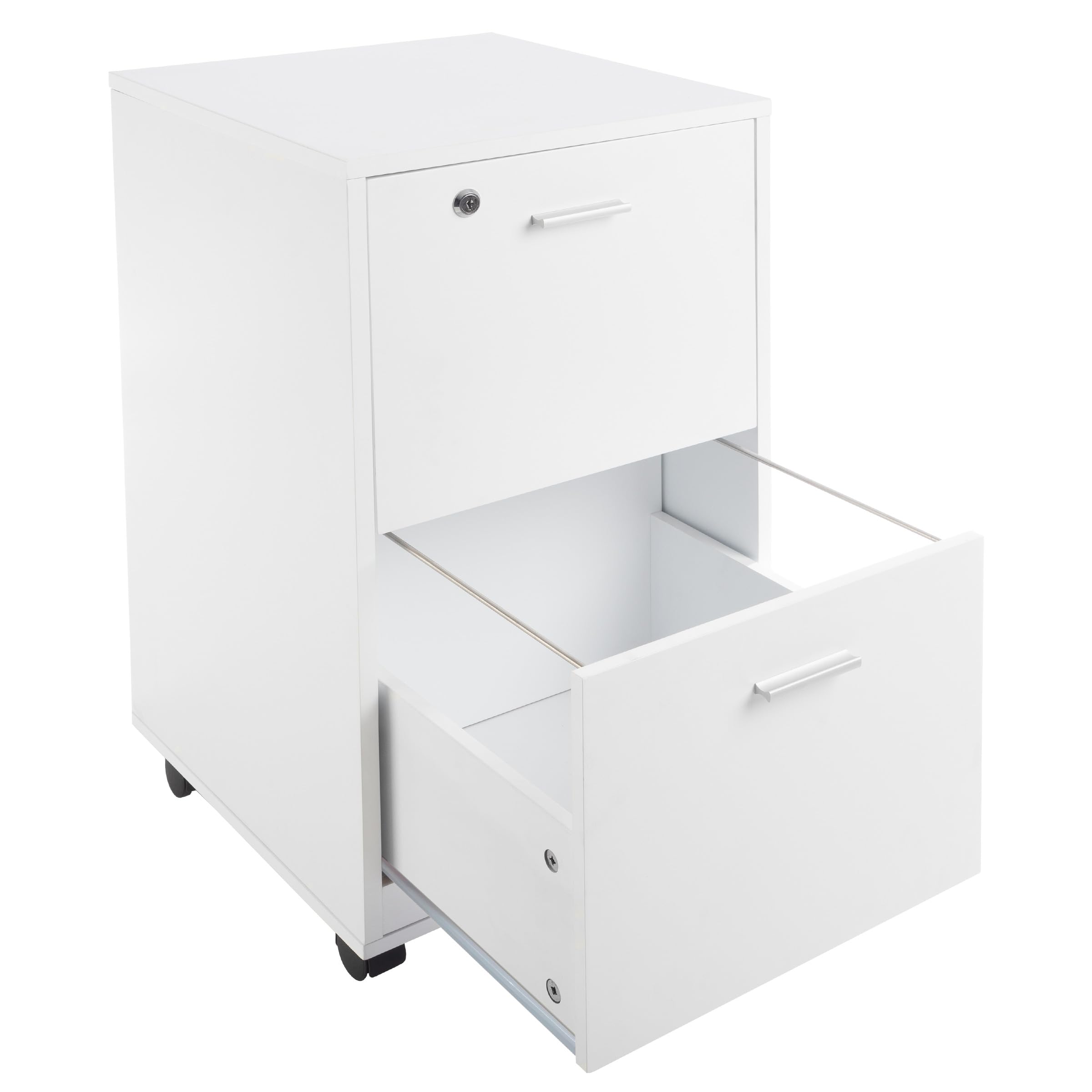 Lavish Home 2-Drawer File Cabinet with Lock - Deep Storage Rolling Filing Cabinet for Under Desk, Home & Office Organization (White) - Perfect for Document Storage, Office Supplies & Home Office Filing Needs