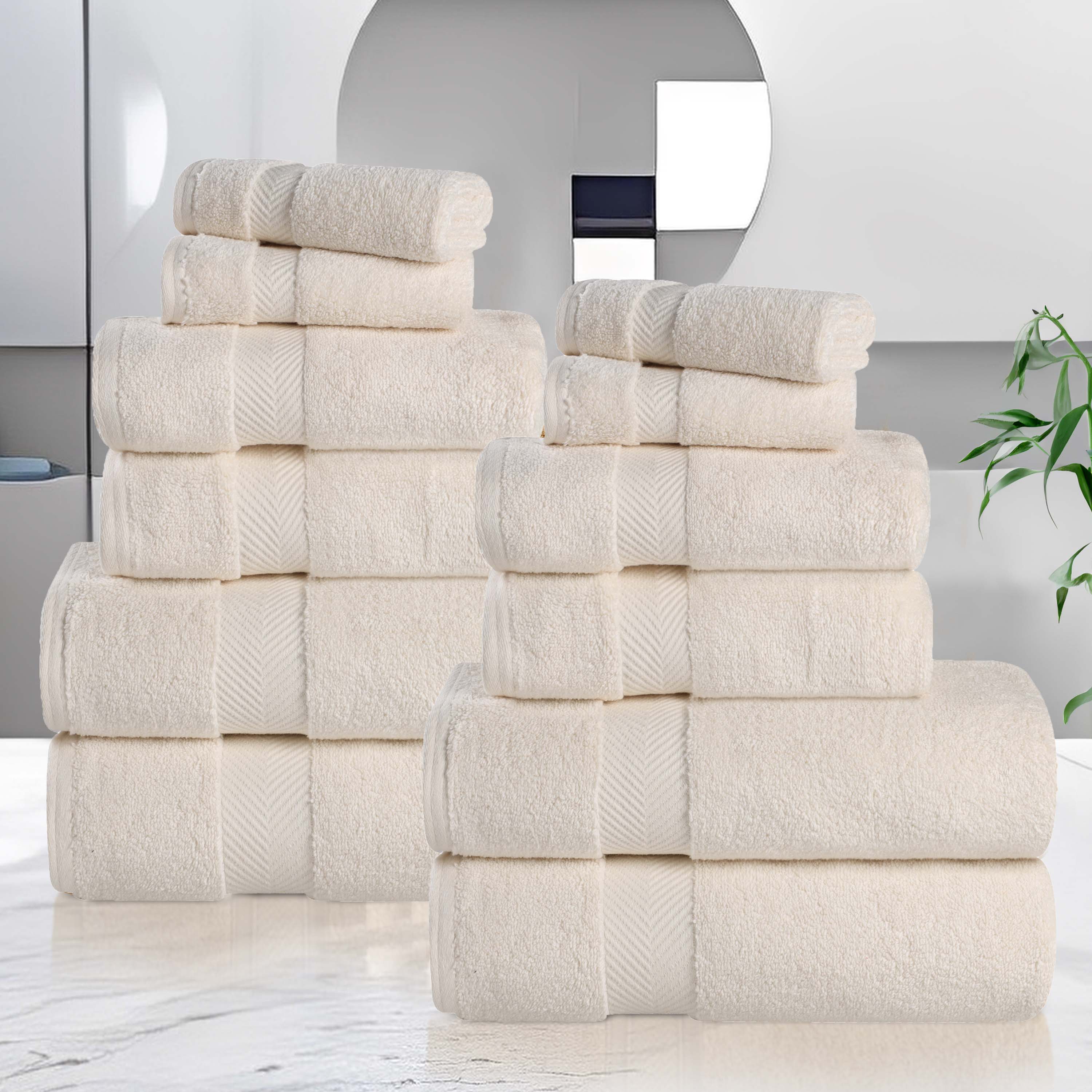 Premium Zero Twist Cotton Towels - Ultra Soft & Highly Absorbent 12-Piece Bath Towel Set for Spa, Gym & Luxury Home Use