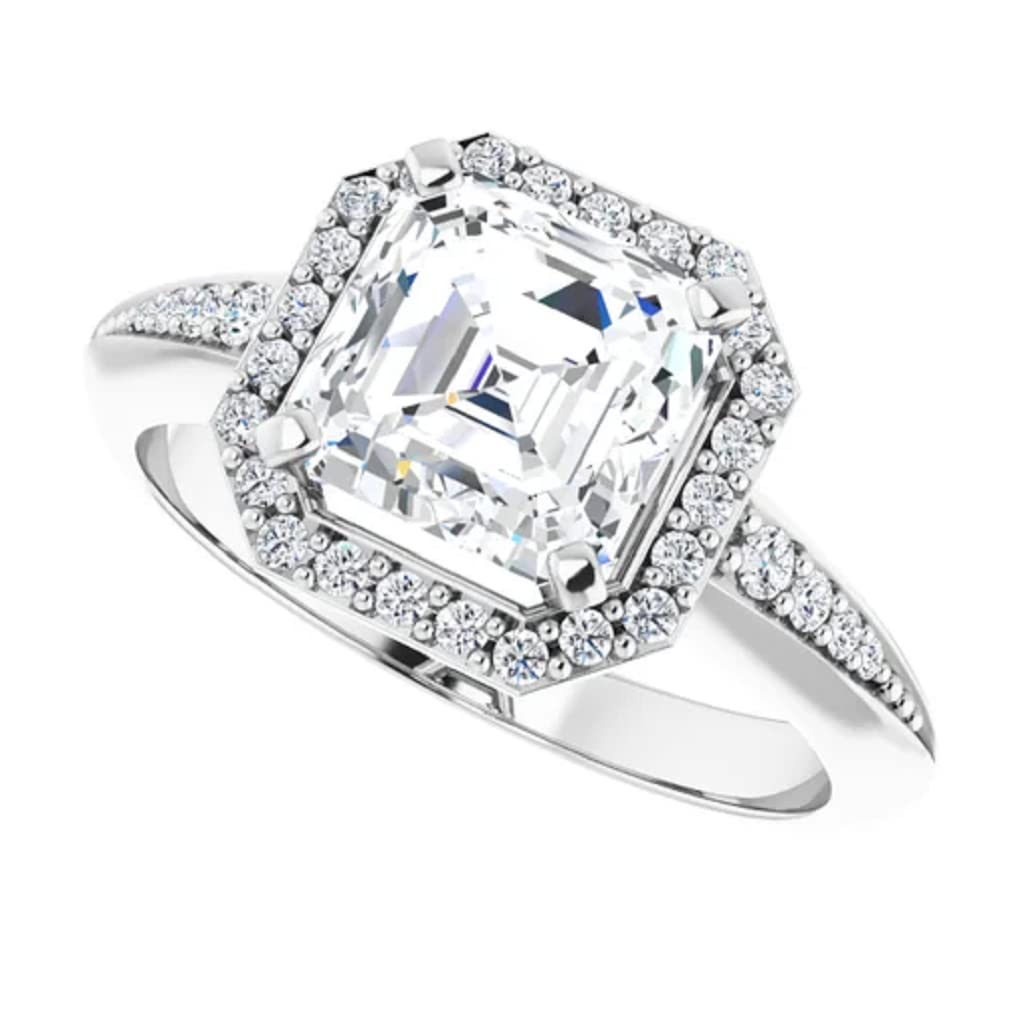 3 CT Colorless Moissanite Engagement Ring Set - Solitaire Halo Vintage Style in Solid Gold/Silver - Wedding, Bridal, Anniversary Promise Ring Gift for Women - Perfect for Proposals, Vow Renewals & Special Occasions