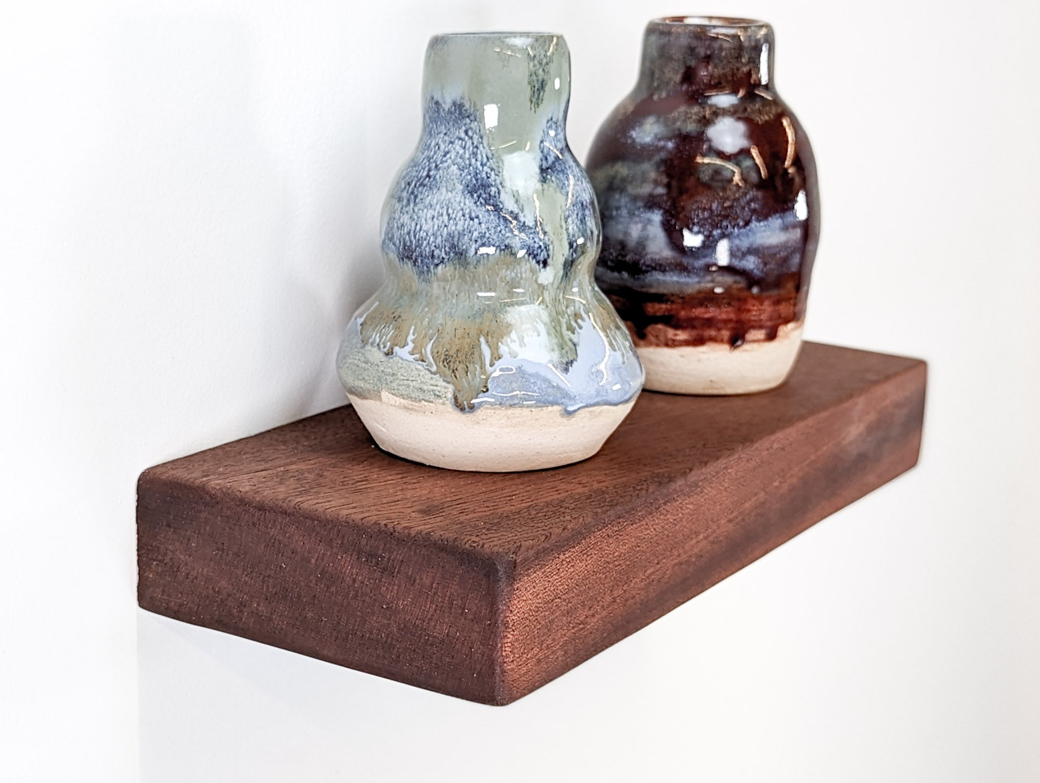 Premium Solid Mahogany Floating Shelves - 6 to 10 Inch Wall Mounted Wood Shelves for Living Room, Bathroom & Home Decor
