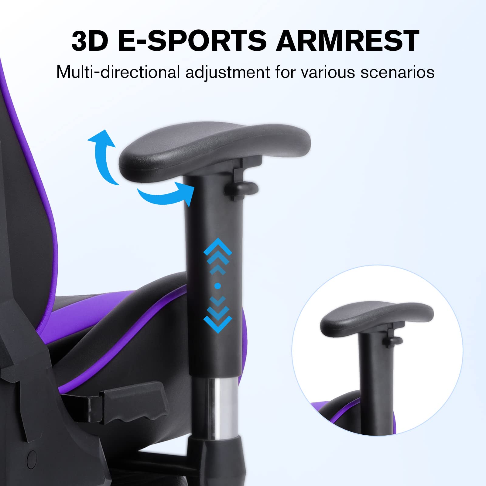 GTRACING GT890M Ergonomic Gaming Chair with Bluetooth Speakers - Heavy Duty Office Computer Desk Chair for Video Games & Music - Purple - Perfect for Gaming, Streaming & Home Office Use