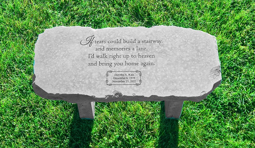 Kay Berry 'If Tears Could...' Personalized Medium Fused Glass Memorial Bench - Perfect for Garden, Cemetery, or Outdoor Memorial Tribute