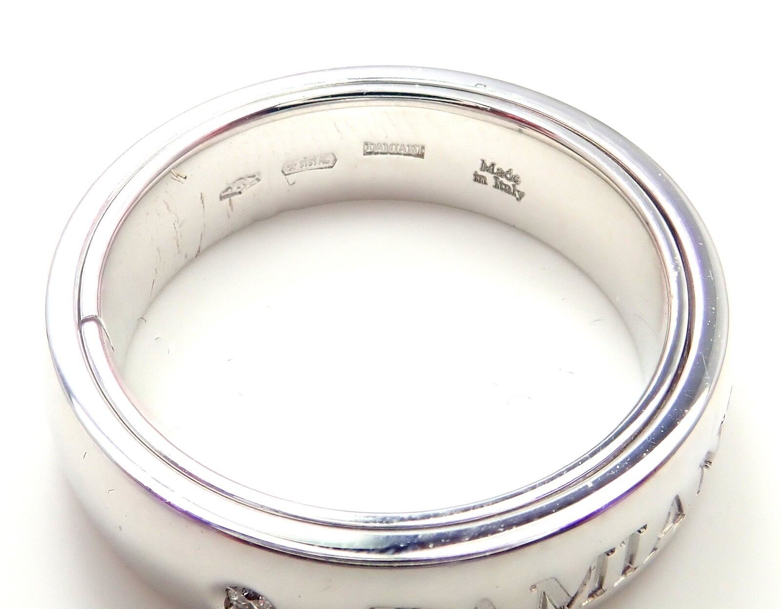 Authentic Damiani 18k White Gold 2 Diamond 5.5mm Double Band Ring Size 7 - Luxury Wedding Band for Women, Perfect for Engagement, Anniversary & Special Occasions
