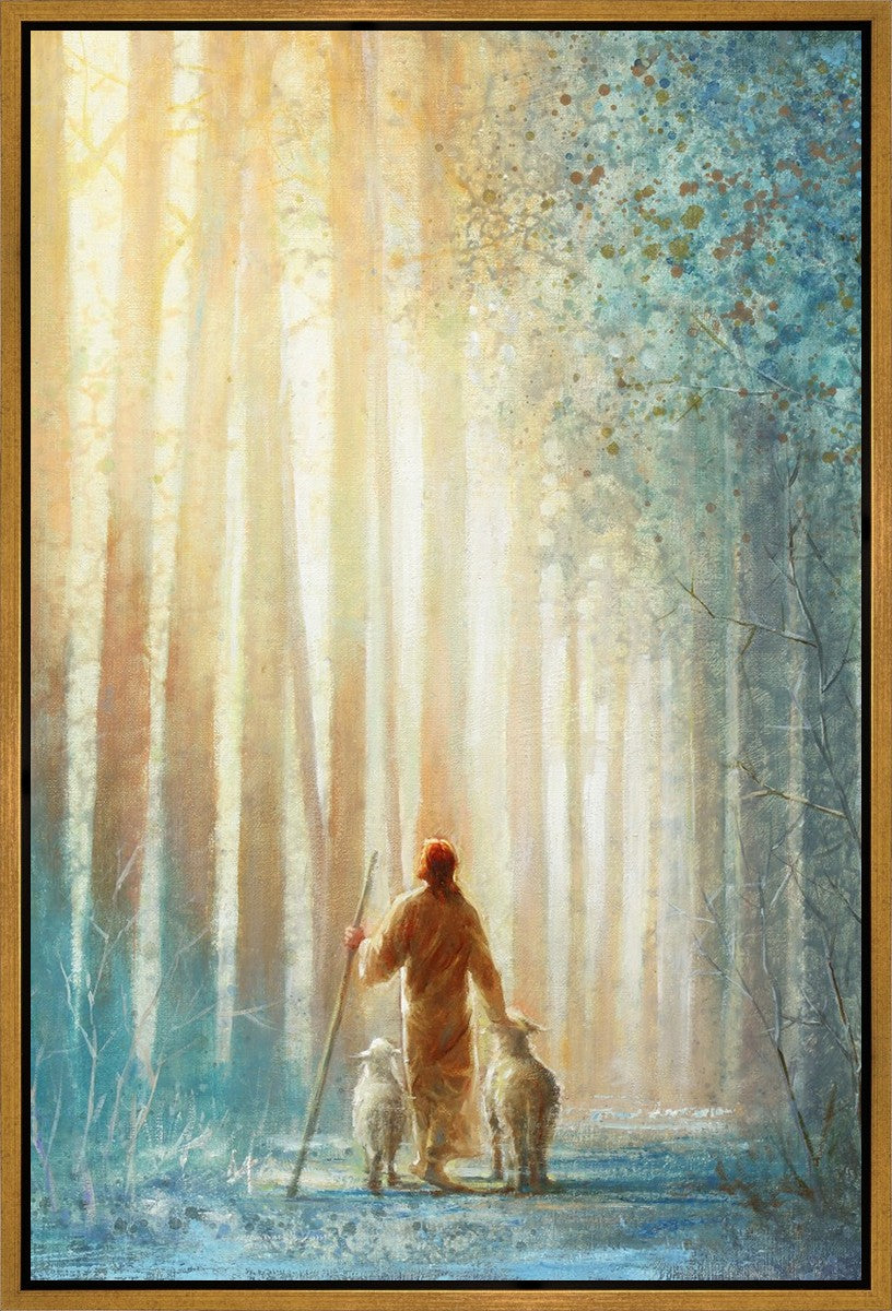 He Leadeth Me Inspirational Christian Canvas Wall Art - Gallery Wrap Ready-to-Hang Bible Verse Home Decor for Living Room, Bedroom & Office