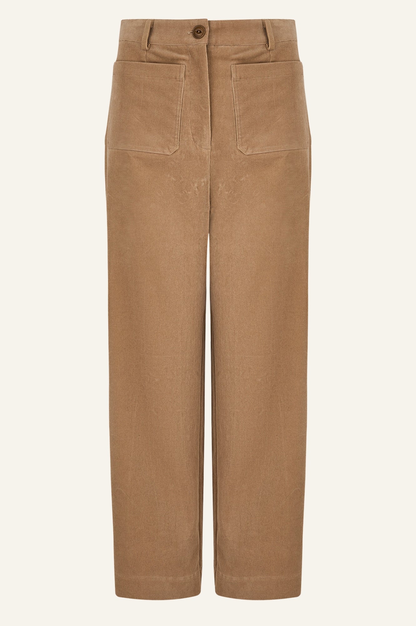 Kendal Cropped Stretch Corduroy Pants for Women | High Waisted Comfort Fit | Camel Brown Casual Trousers | Perfect for Work, Date Night & Fall Outfits