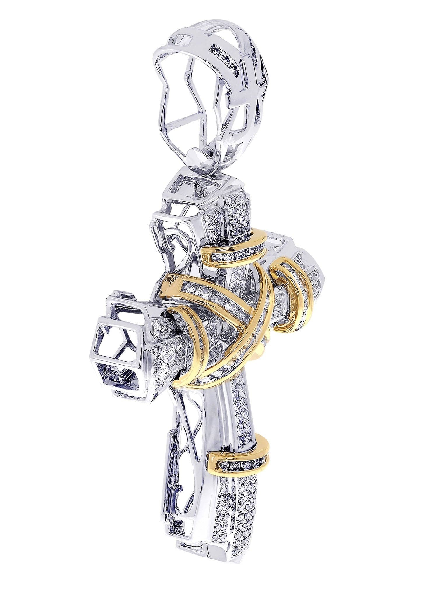 2.71 Carat Diamond Cross Pendant Necklace - 23.79 Grams Solid Gold Religious Jewelry for Women - Perfect for Church, Weddings & Special Occasions