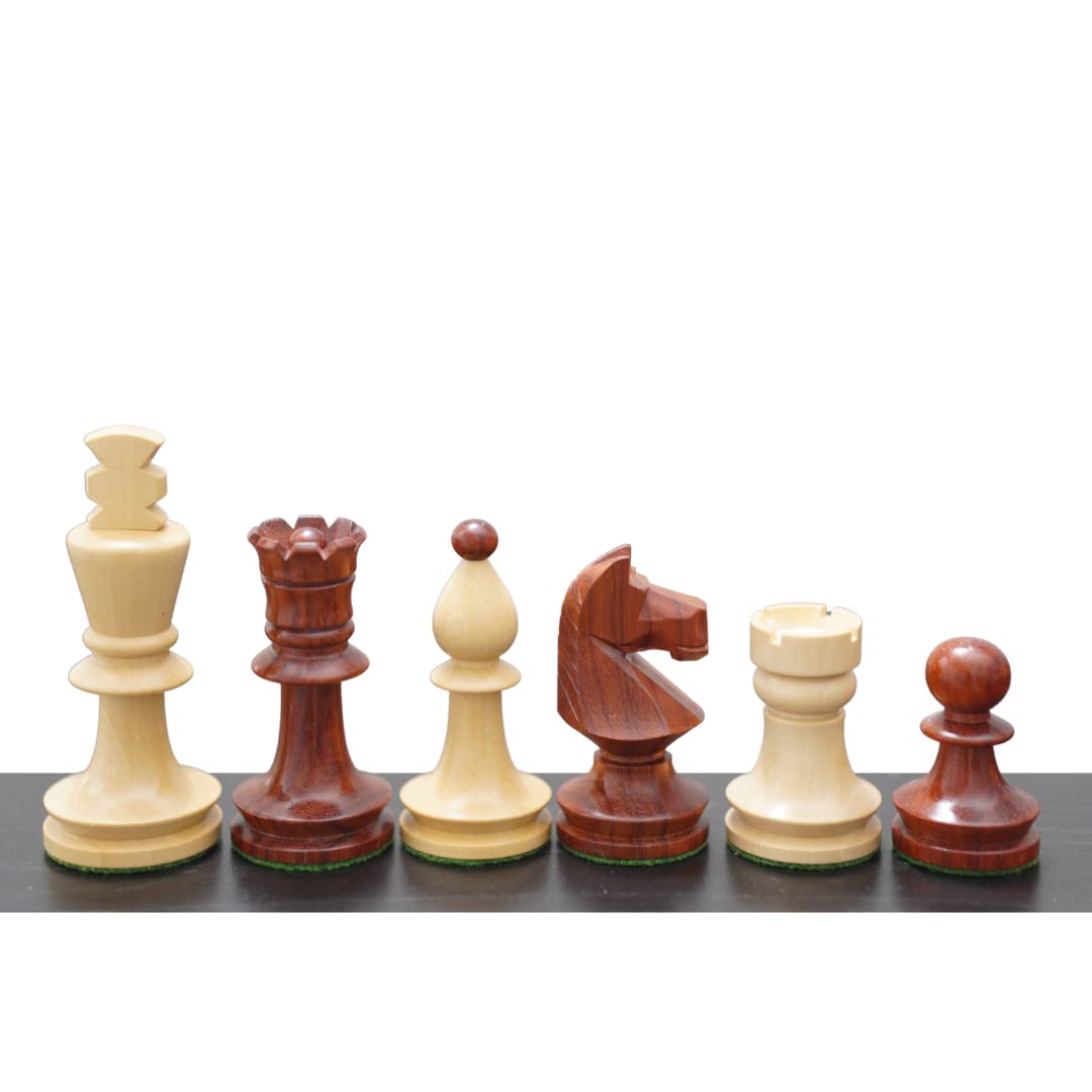 Handmade Wooden Chess Pieces Set - Reproduced Romanian Hungarian National Tournament Weighted Chess, King 3.9