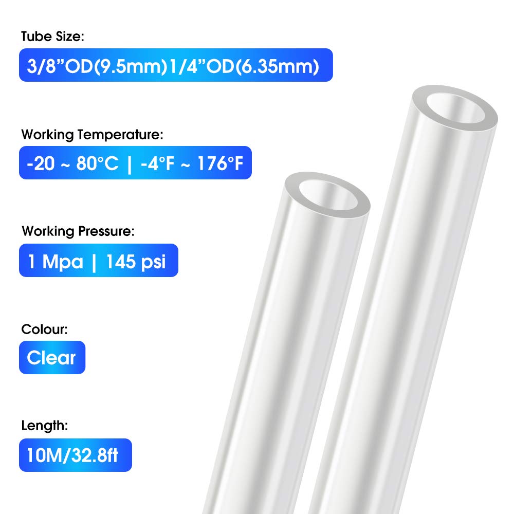 TAILONZ PNEUMATIC 3/8 Inch OD 10 Meters Clear PU Air Hose - High Pressure Flexible Tubing for Air Compressor, Spray Gun, Pneumatic Tools & Fluid Transfer - Ideal for Workshops, Garages & DIY Projects