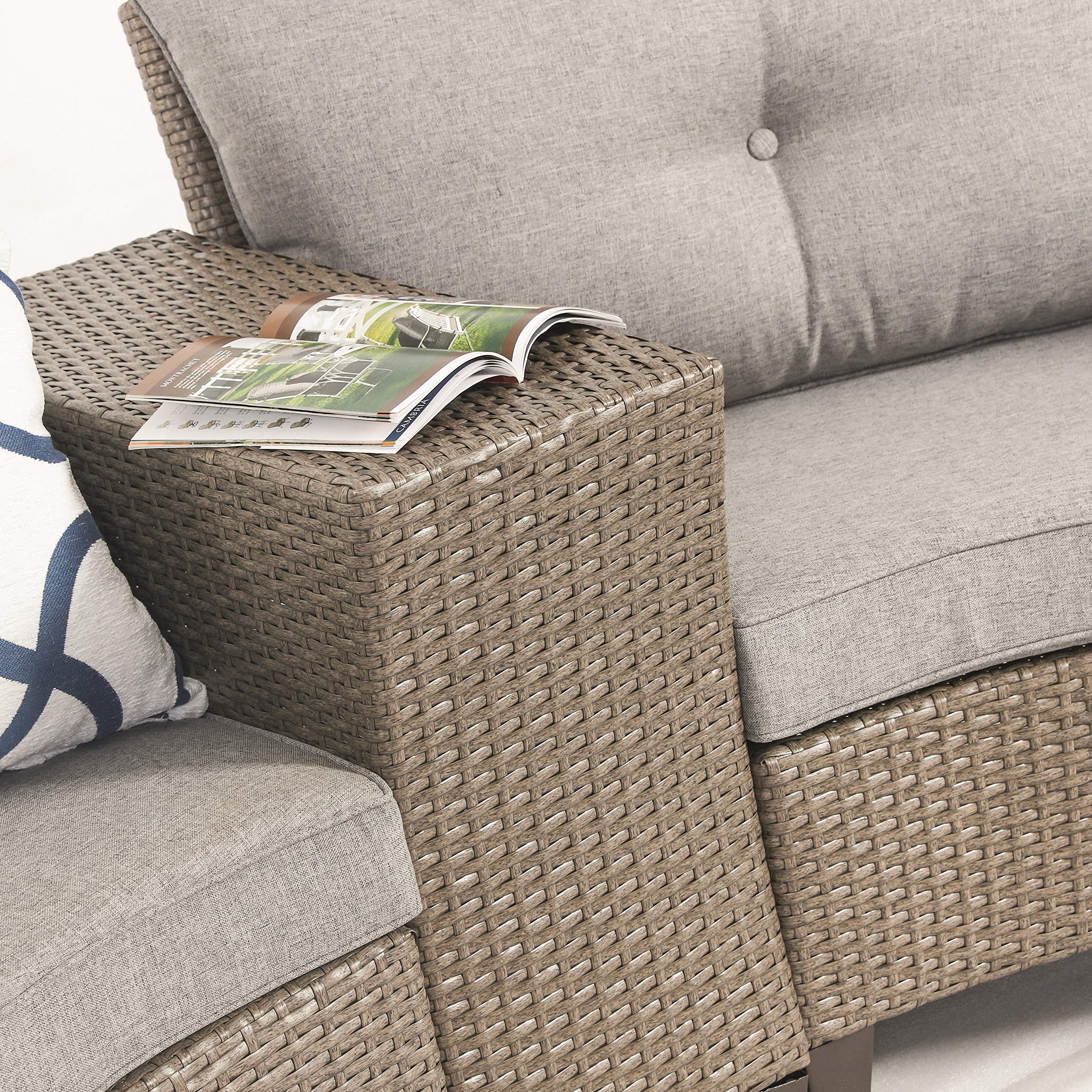 LOKATSE HOME Brown Rectangle Wicker Coffee Table - Rattan End Table for Outdoor Patio, Living Room & Garden Decor
