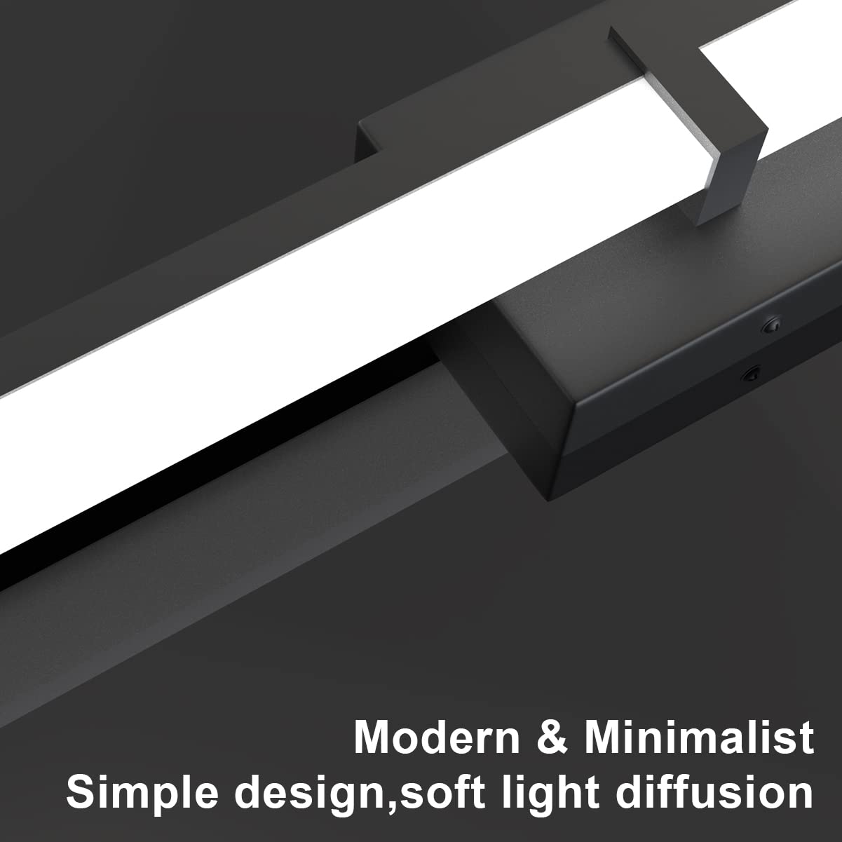 Tipace 24 Inch LED Vanity Light Fixture - Modern Black Bathroom Lighting with 6000K White Light - Perfect for Mirror Illumination in Contemporary Bathrooms