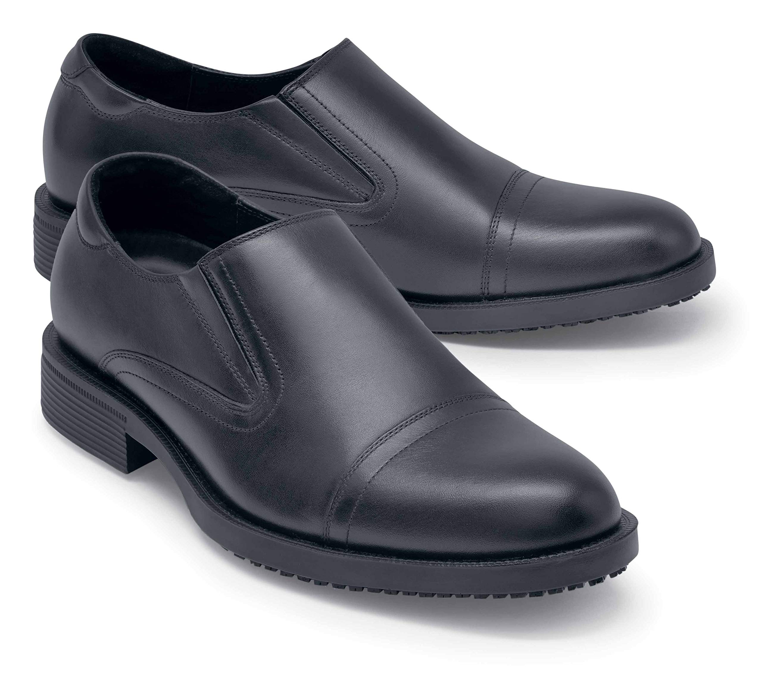 Slip-Resistant Men's Leather Slip-On Dress Shoes for Crews Statesman - Non-Slip Work Shoes for Restaurant, Hospitality & Office Professionals