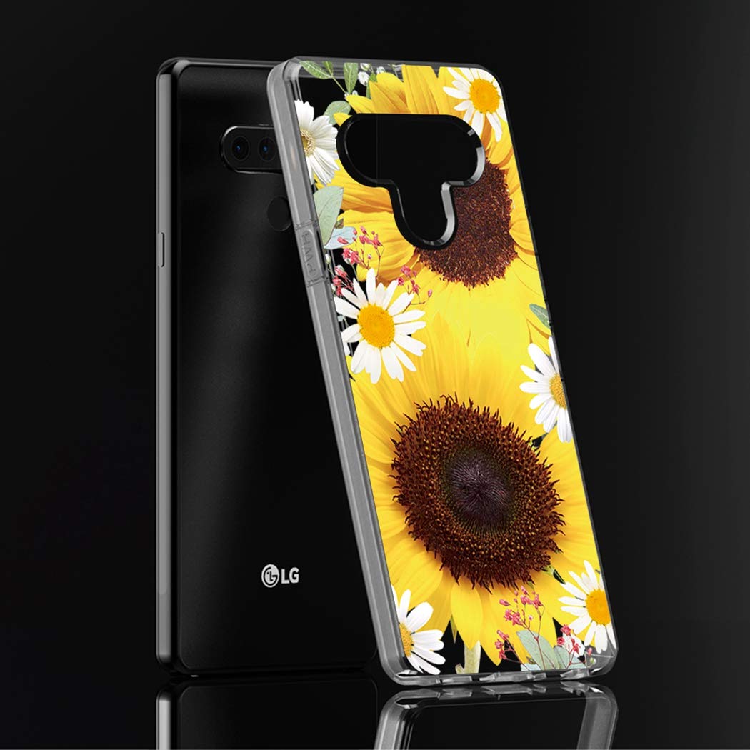 Shockproof Clear TPU Phone Case for LG K51, LG Reflect & LG Q51 - Soft Transparent Protective Cover for Women & Girls (Sunflower Design) - Perfect for Everyday Use, Work & Travel Protection