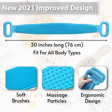 Kawna BHAWNA CVF Silicone Body Scrubber & Exfoliating Bath Belt - Gentle Skin Cleansing for Men, Women & Kids (Multicolor) - Perfect for Shower, Spa & Daily Skincare Routine