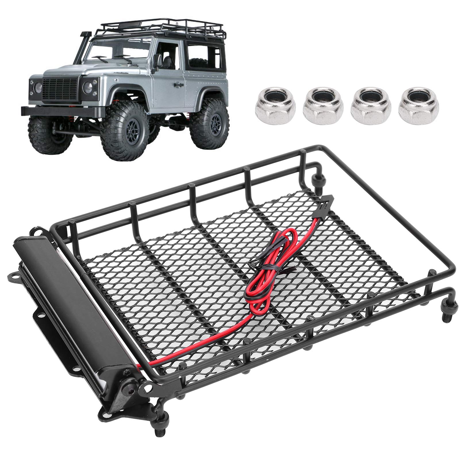 Alomejor RC Car Roof Rack & Luggage Storage Box with 4 Nuts - Compatible with MN D90 & 99S RC Car Models | Perfect for Off-Road Adventures & RC Car Accessories Storage