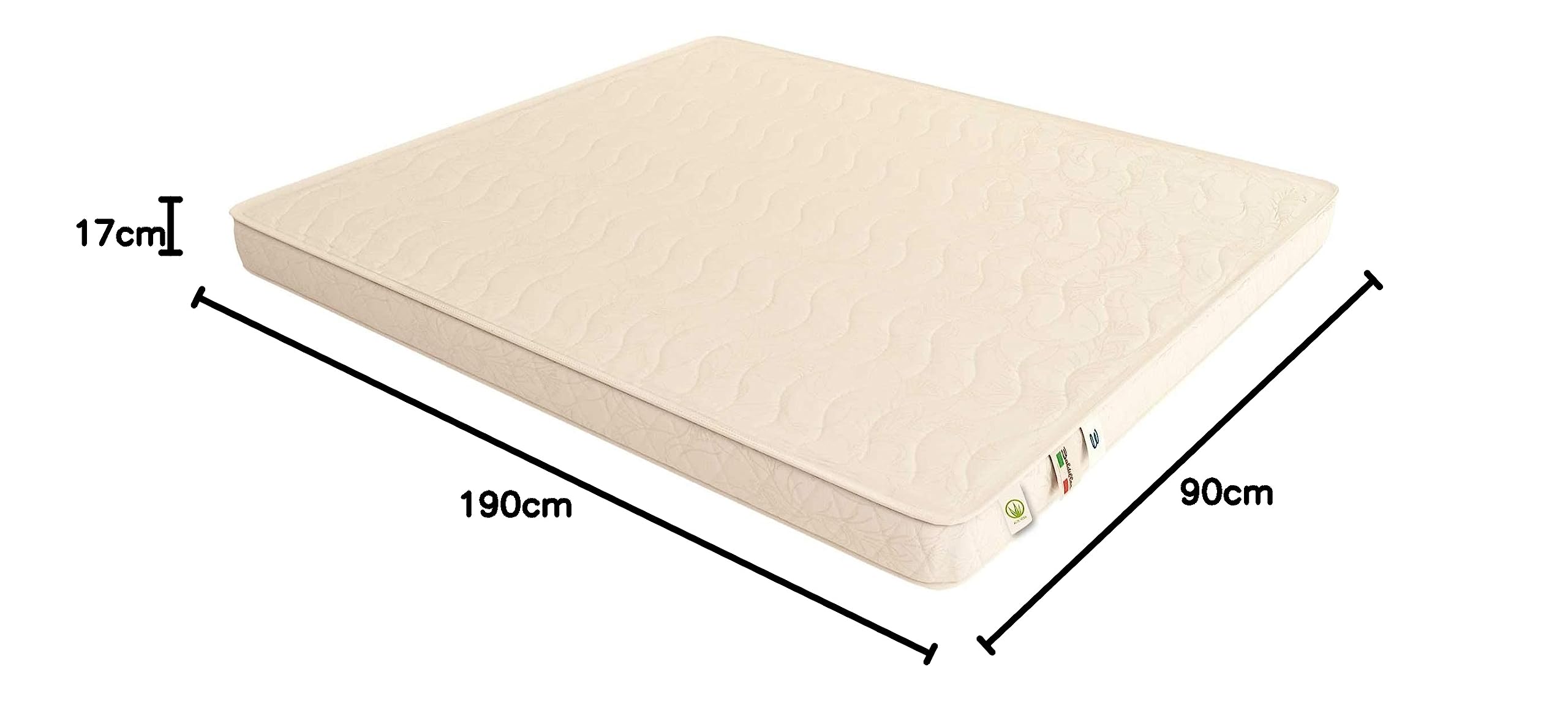 Baldiflex Emporio Easy Aloe Memory Foam Mattress - 90 x 190 cm with Aloe Vera Cover & 2cm Memory Layer, Natural Properties for Back Pain Relief - Perfect for Bedrooms, Guest Rooms & Dormitories