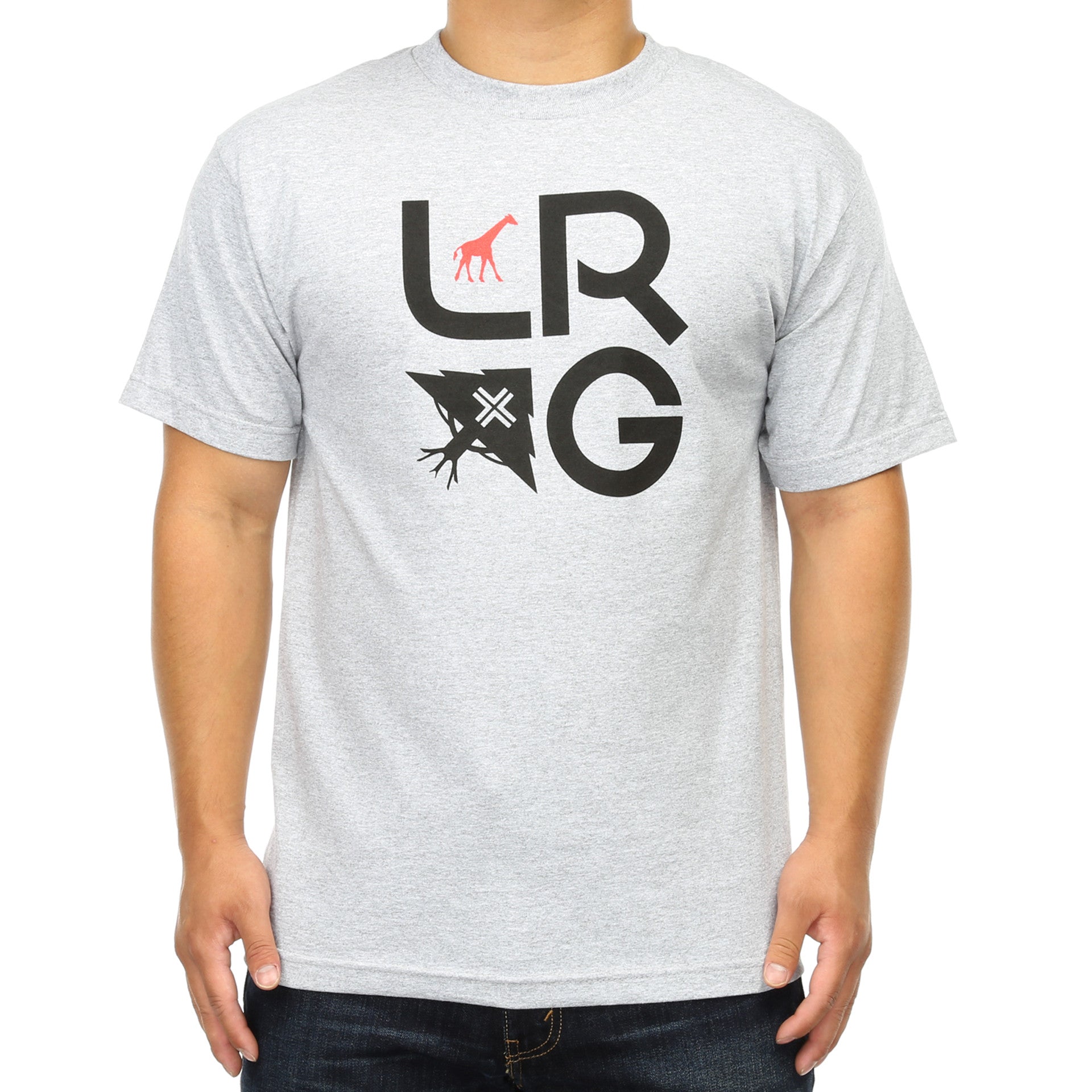 LRG Stacked Tee - Athletic Heather Cotton T-Shirt for Men | Comfortable Casual & Workout Shirt | Gym, Running, Streetwear Fashion