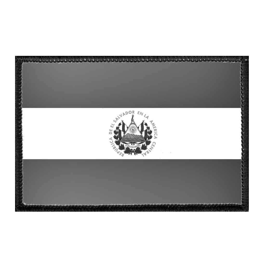 El Salvador Flag Patch - Black & White 2x3 Inch | Hook & Loop Backing for Hats, Jackets, Vests & Jeans | Durable Embroidered Sew-On Badge for Military, Bikers & Outdoor Enthusiasts