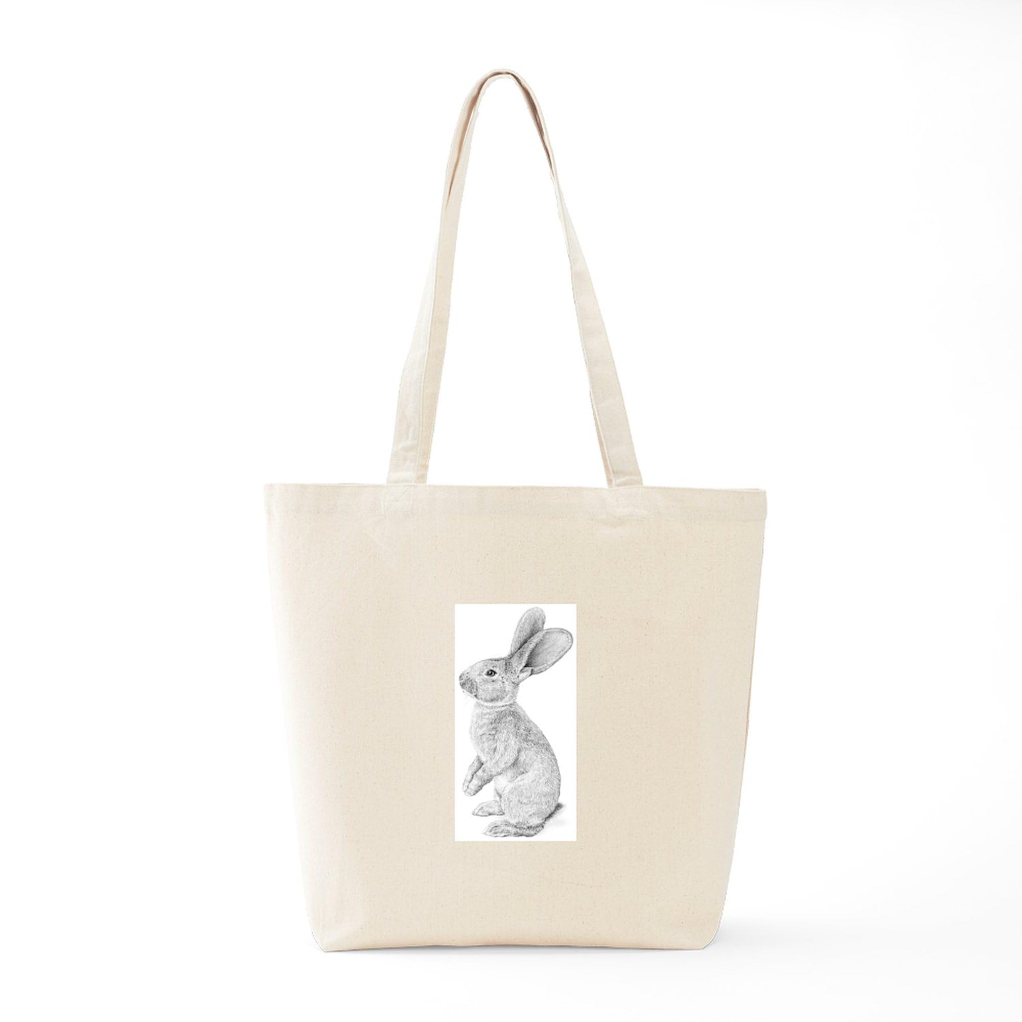 Giant Rabbit Tote Bag - Natural Canvas Reusable Shopping Bag for Groceries, Beach & Everyday Use | Eco-Friendly Cotton Tote with Rabbit Design