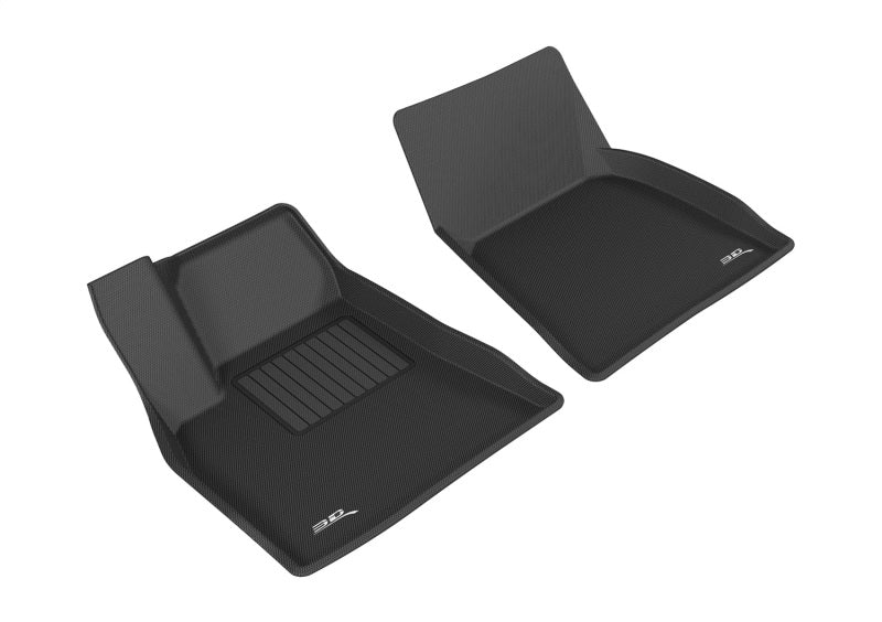3D MAXpider Custom Fit All-Weather Floor Mats for 2012-2014 Tesla Model S (1st Row) - Kagu Series Black Car Mats | Waterproof & Durable Interior Accessories for Daily Commute & Road Trips
