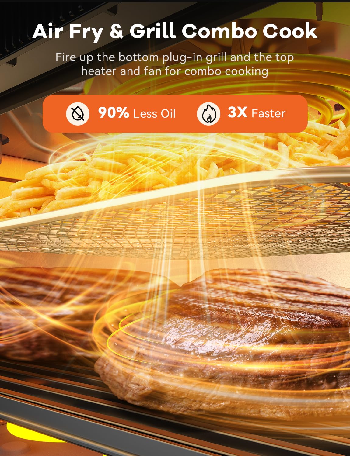 Nuwave TODD ENGLISH Air Fryer Grill Oven Combo - 100-in-1 Super Convection Toaster Oven with TRUE Char & Flavor Technology | Stainless Steel Countertop Appliance | 550°F High Temp Cooking | POWERPORT™ Plug-In Grill | Perfect for Baking, Roasting, Grilling & Air Frying at Home
