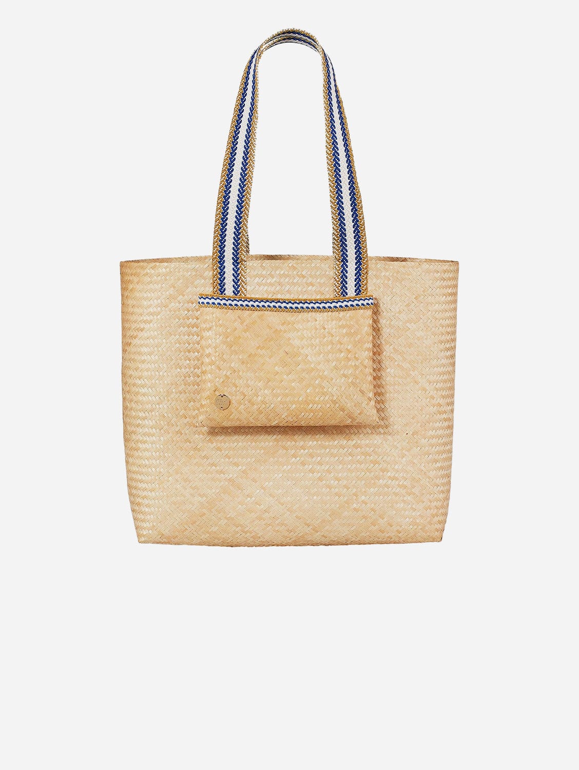 Lembata Bamboo Small Shopper Bag - Eco-Friendly Reusable Tote with Neutral & Blue Stripe Design - Perfect for Grocery Shopping, Beach Trips and Daily Use