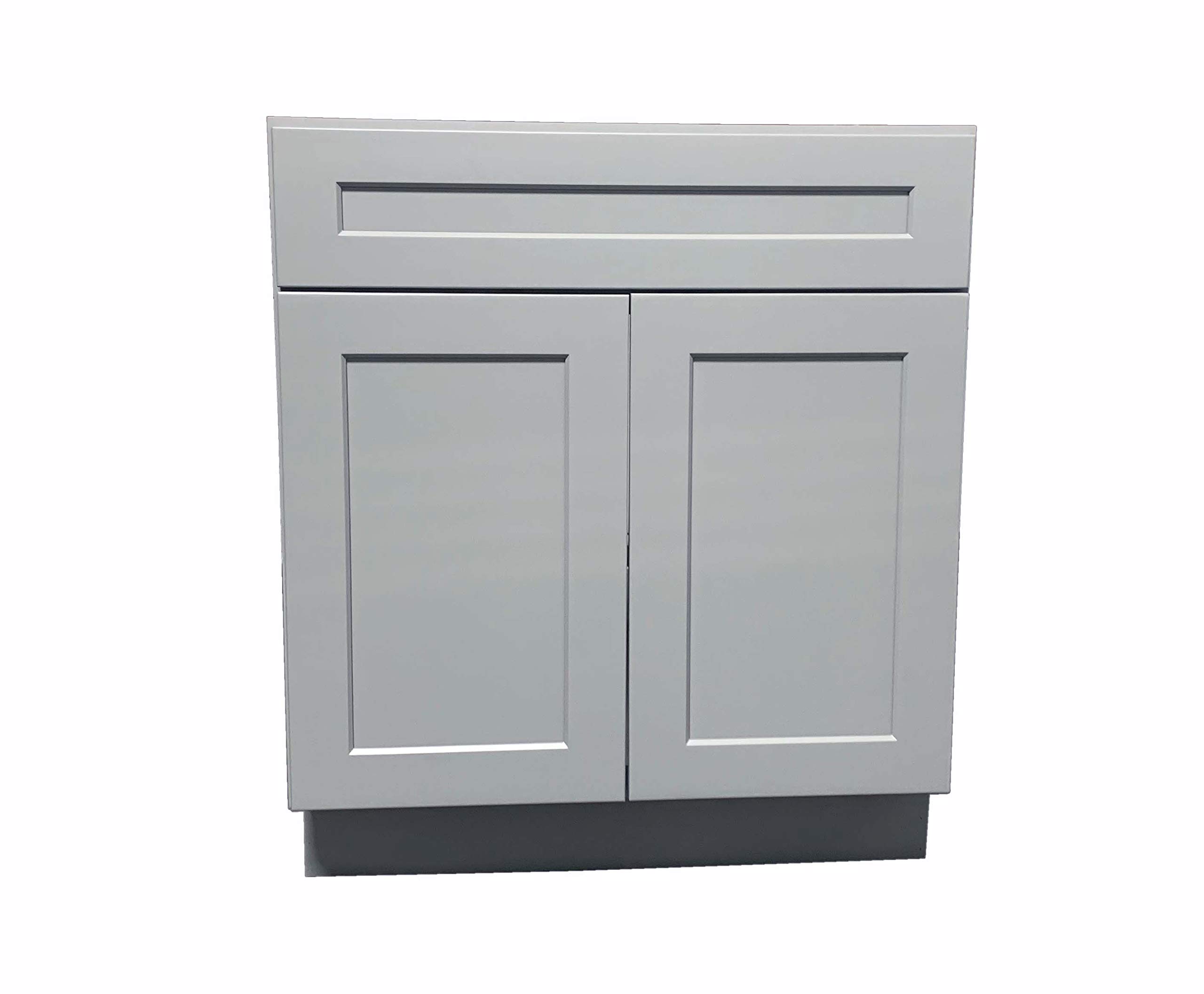 LGS-V2421 Light Grey Shaker Single-Sink Bathroom Vanity Base Cabinet 24x21x34.5 Inches - Modern Bathroom Storage for Small Spaces & Powder Rooms