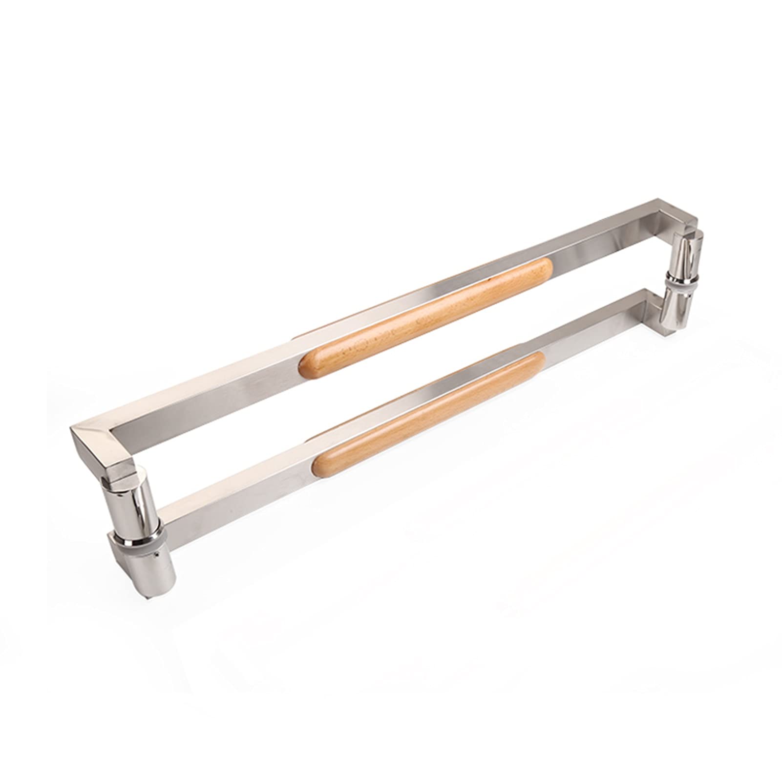 Stainless Steel & Solid Wood Push Pull Door Handle - Brushed Finish for Glass Sliding Doors - 1200MM (Color A) - Perfect for Offices, Homes & Commercial Spaces