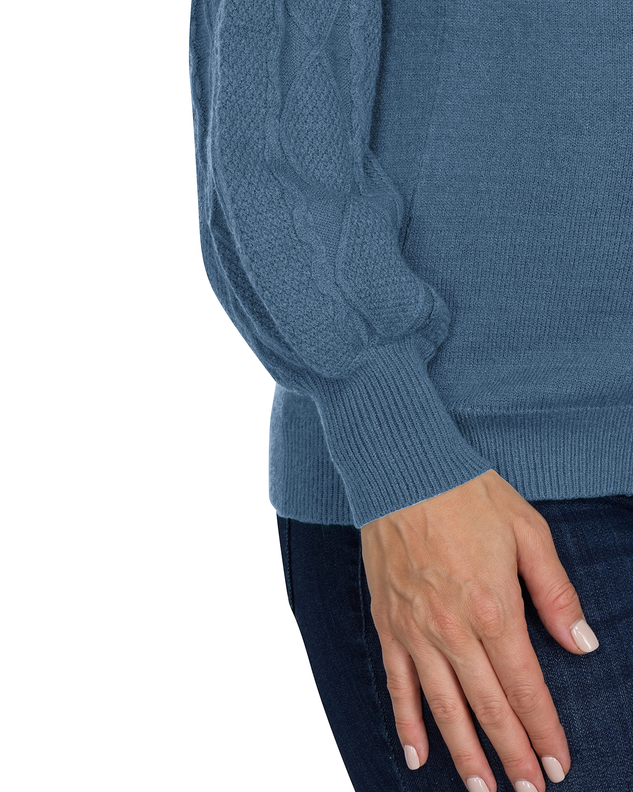 Eliana Cable Knit Sleeve Maternity Sweater - Soft Comfortable Pregnancy Sweater for Women - Cozy Winter Maternity Clothes for Work & Family Gatherings