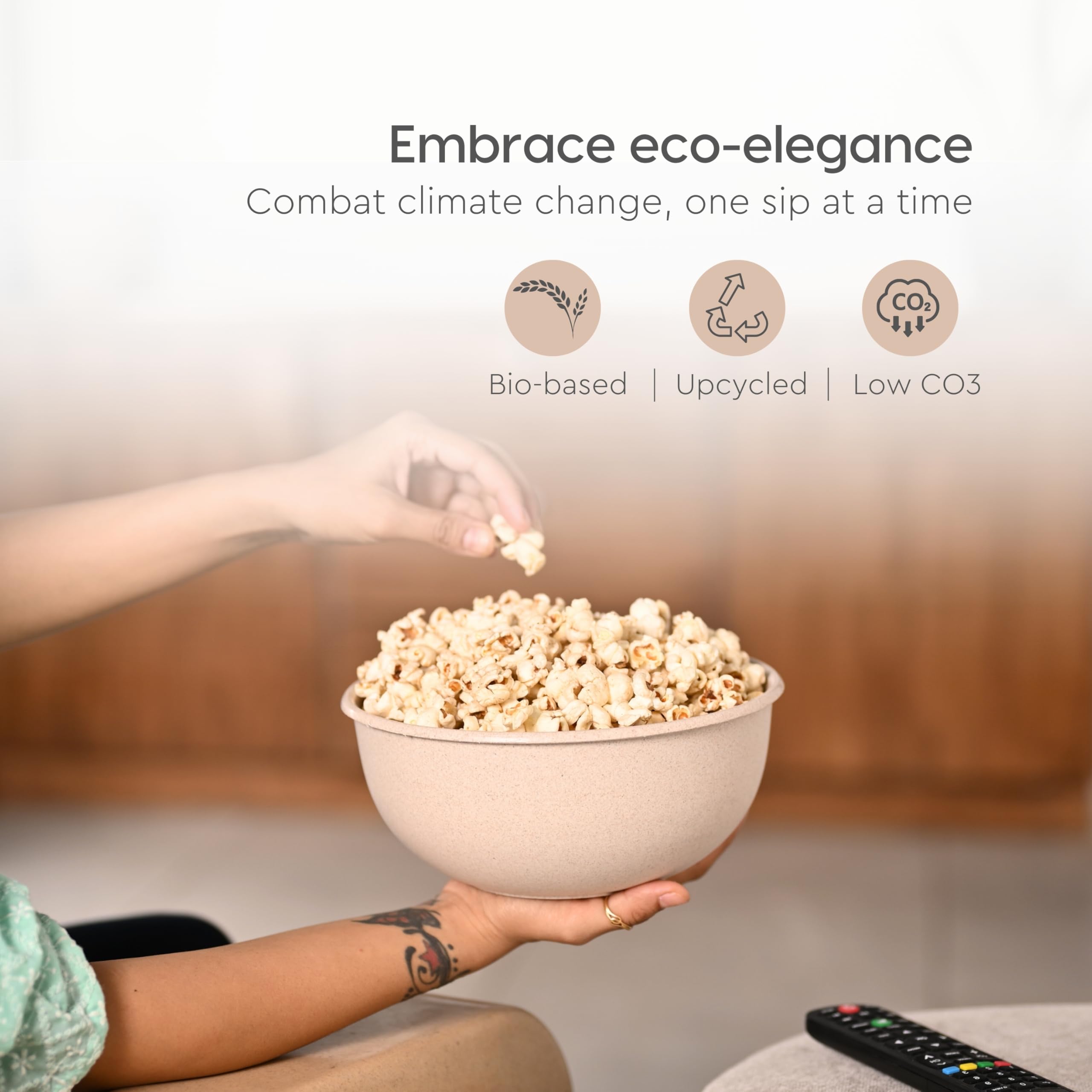 Eco-Friendly Frosty Mixing Bowl Set of 4 - Microwave Safe Serving Bowls Made with Rice Husk & Bamboo Fibers - 1800ml Multi-Light Bowls for Baking, Cooking & Food Prep | Perfect for Kitchens, Restaurants & Eco-Conscious Homes