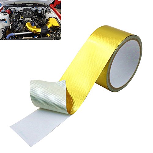 2in x 16ft Reflective Gold Heat Barrier Tape - Self-Adhesive Thermal Insulation Tape for HVAC, Automotive, and Home Appliances - Perfect for Pipe Wrapping, Engine Heat Protection, and DIY Projects