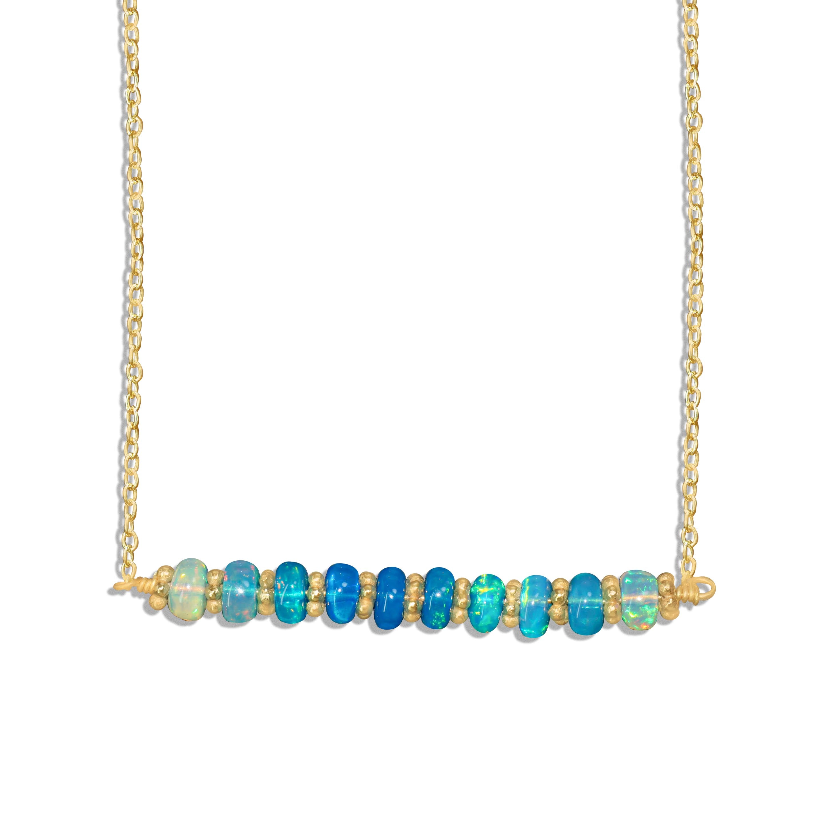 Natural Paraiba Opal Bar Chain Necklace for Women - Elegant Layering Jewelry for Everyday Wear, Date Nights & Special Occasions