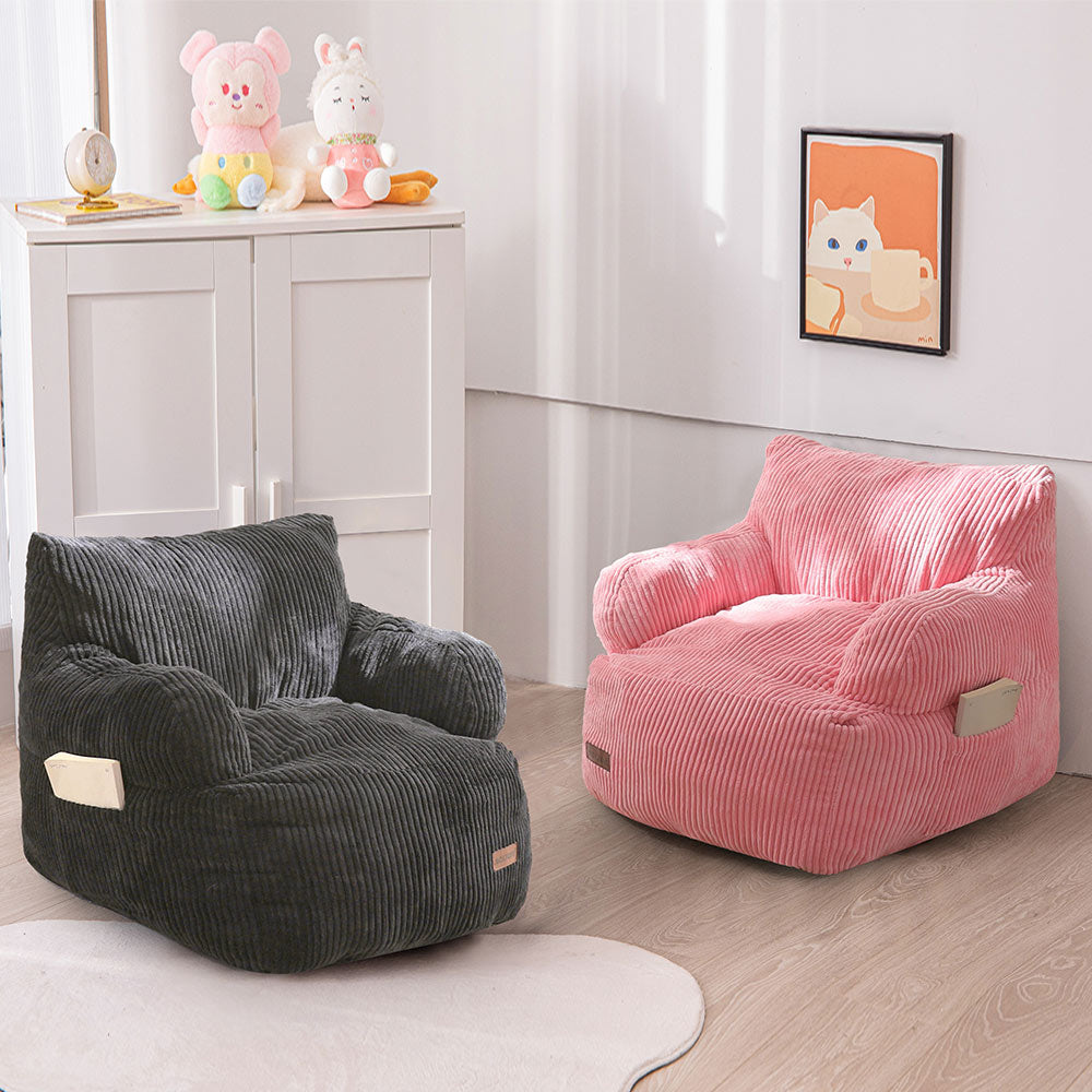 MAXYOYO Kids Bean Bag Chair - Soft Toddler Bean Bag Sofa with Filler for Boys & Girls, Dark Grey - Perfect for Playrooms, Bedrooms & Reading Nooks