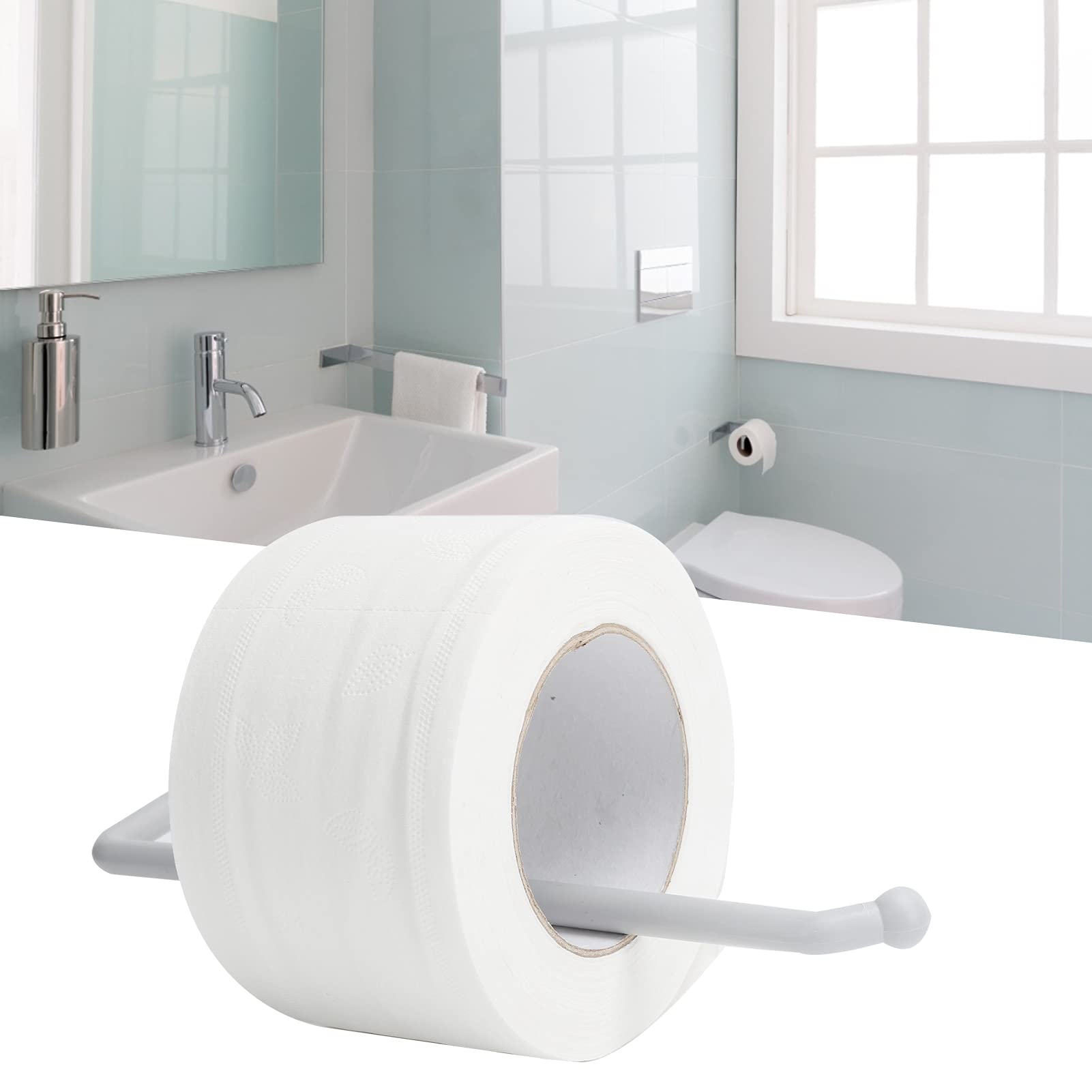 Wall Mounted Paper Towel Holder - Waterproof, Heavy Duty, Self-Adhesive Roll Paper Rack for Kitchen & Bathroom - Easy Installation, Durable White Design - Perfect for Countertop Organization & Space Saving