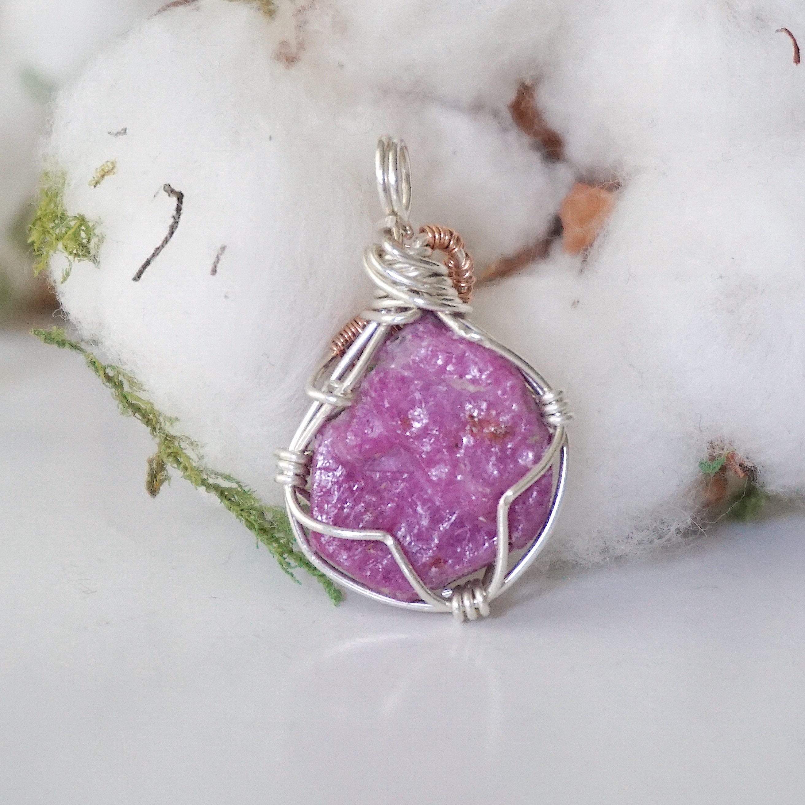 Natural Raw Ruby Crystal Necklace - Sterling Silver & 14K Gold Pendant Jewelry for Women | Elegant Gift for Birthday, Anniversary & Special Occasions