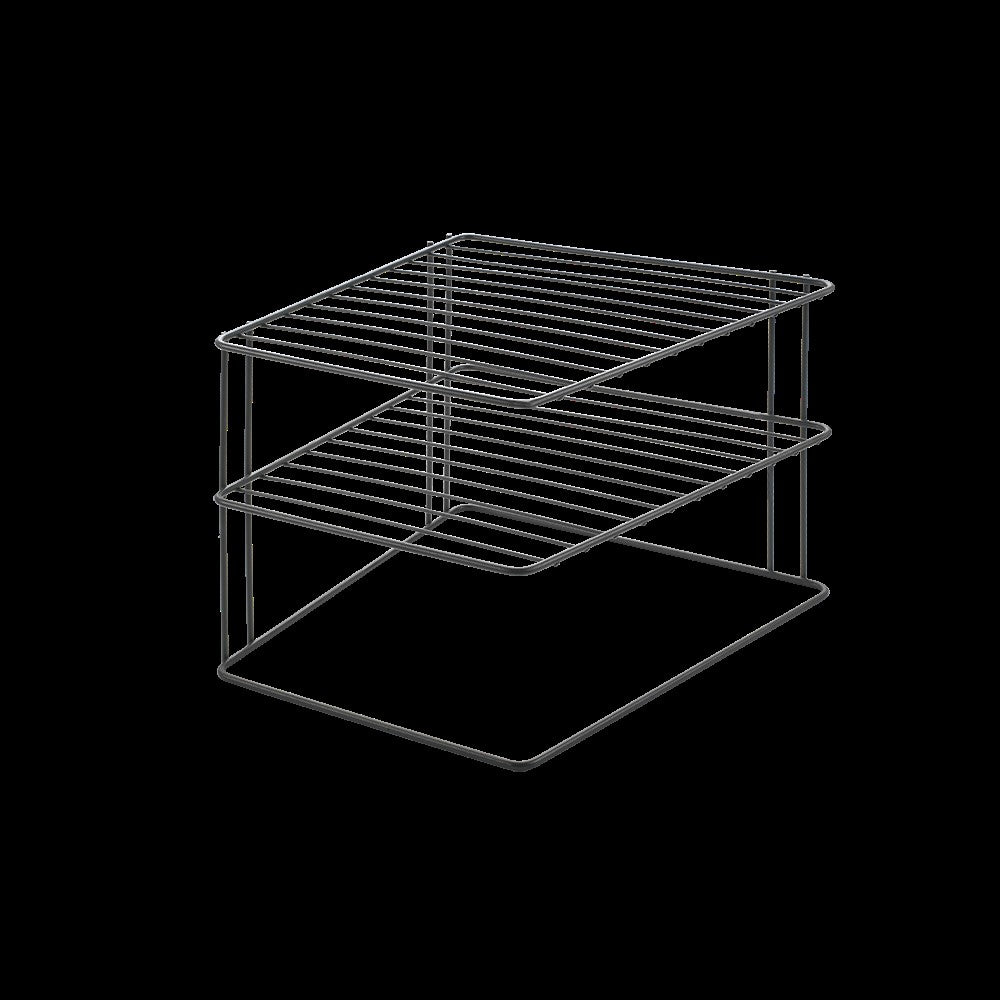 2 Tier Corner Shelf Organizer - Matt Black Finish for Kitchen, Bathroom, or Office Storage