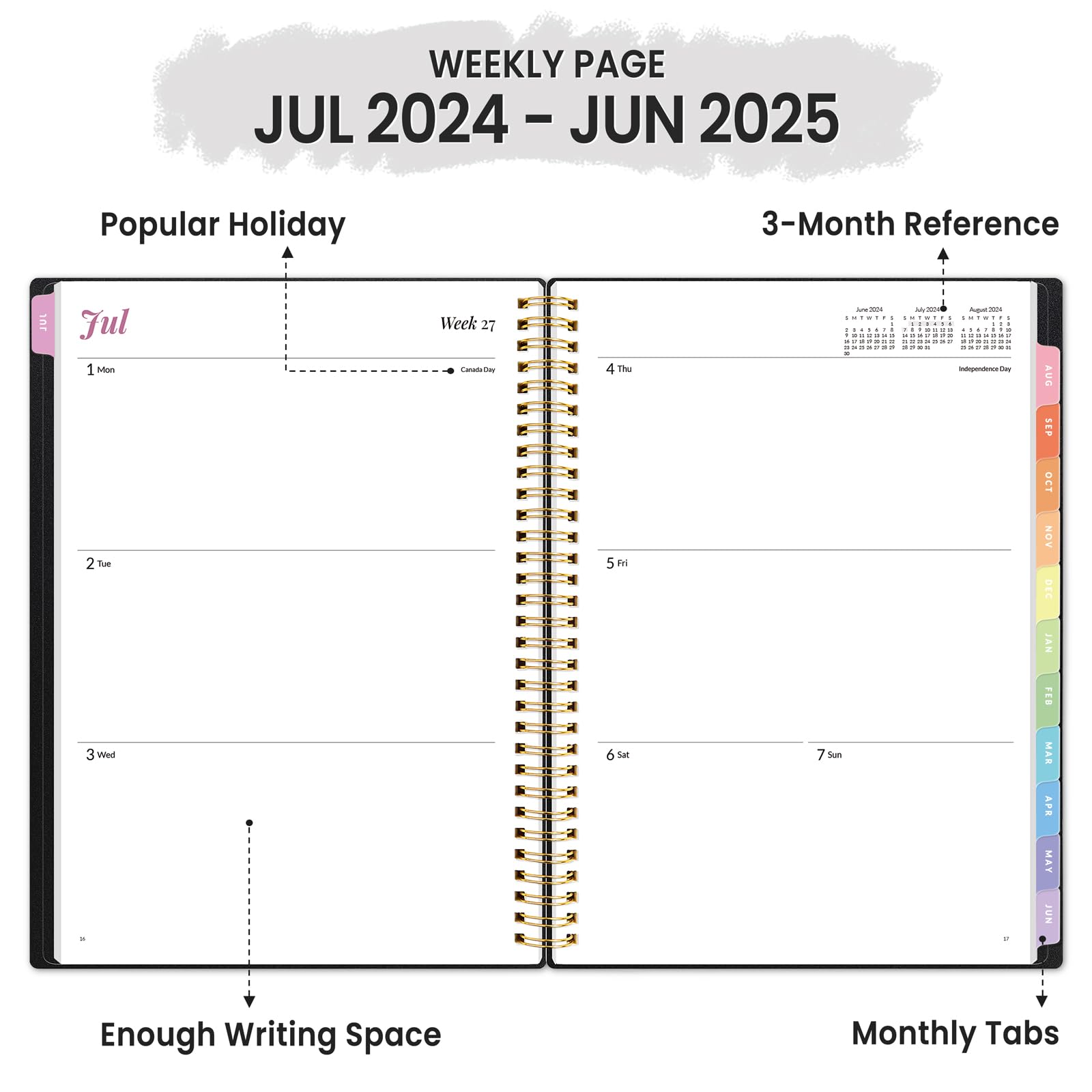 2024-2025 Academic Planner - Weekly & Monthly Student Planner from July 2024 to June 2025, 8.5