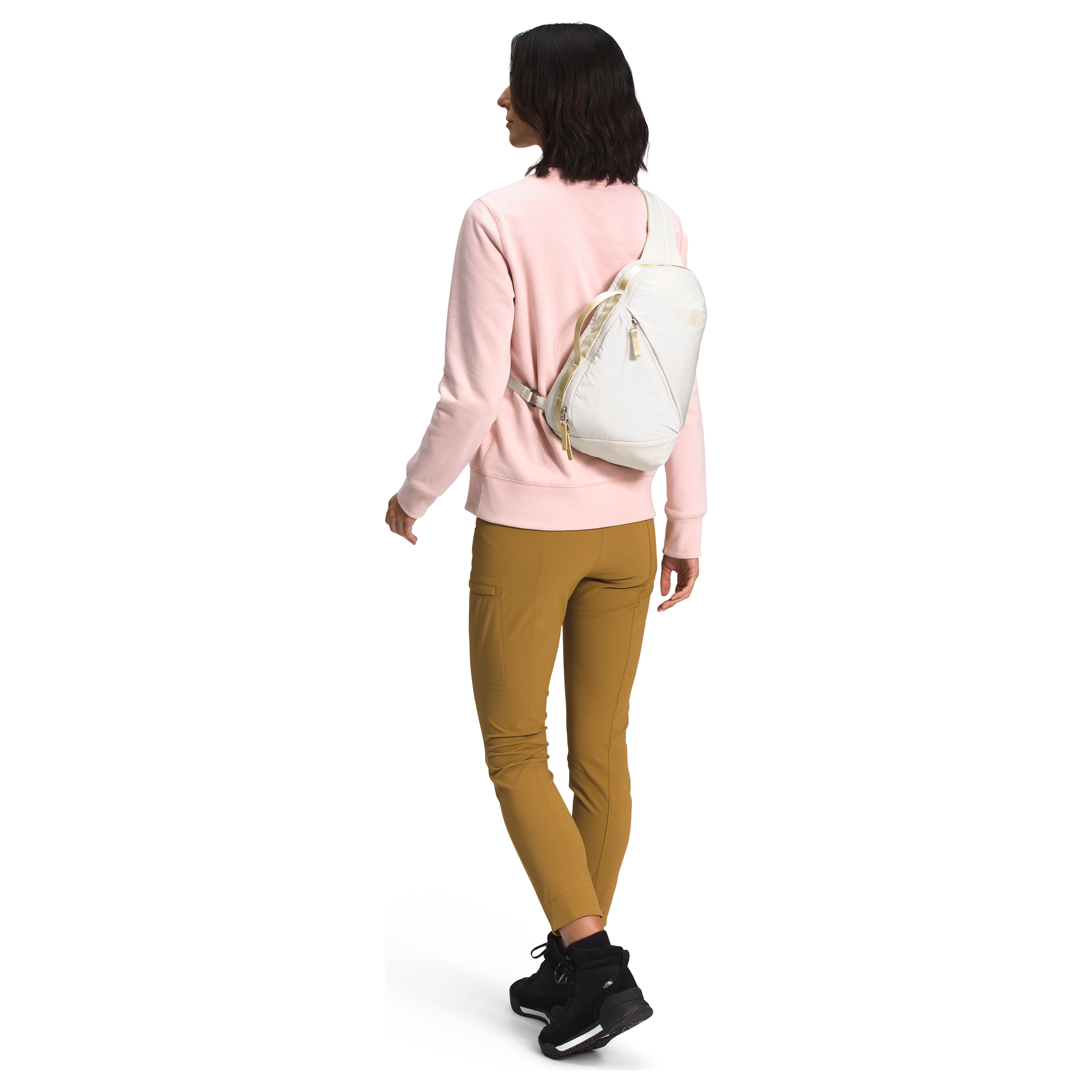 The North Face Women's Isabella Sling Crossbody Bag - Gardenia White & Dark Heather Gravel - Perfect for Travel, Hiking & Everyday Use